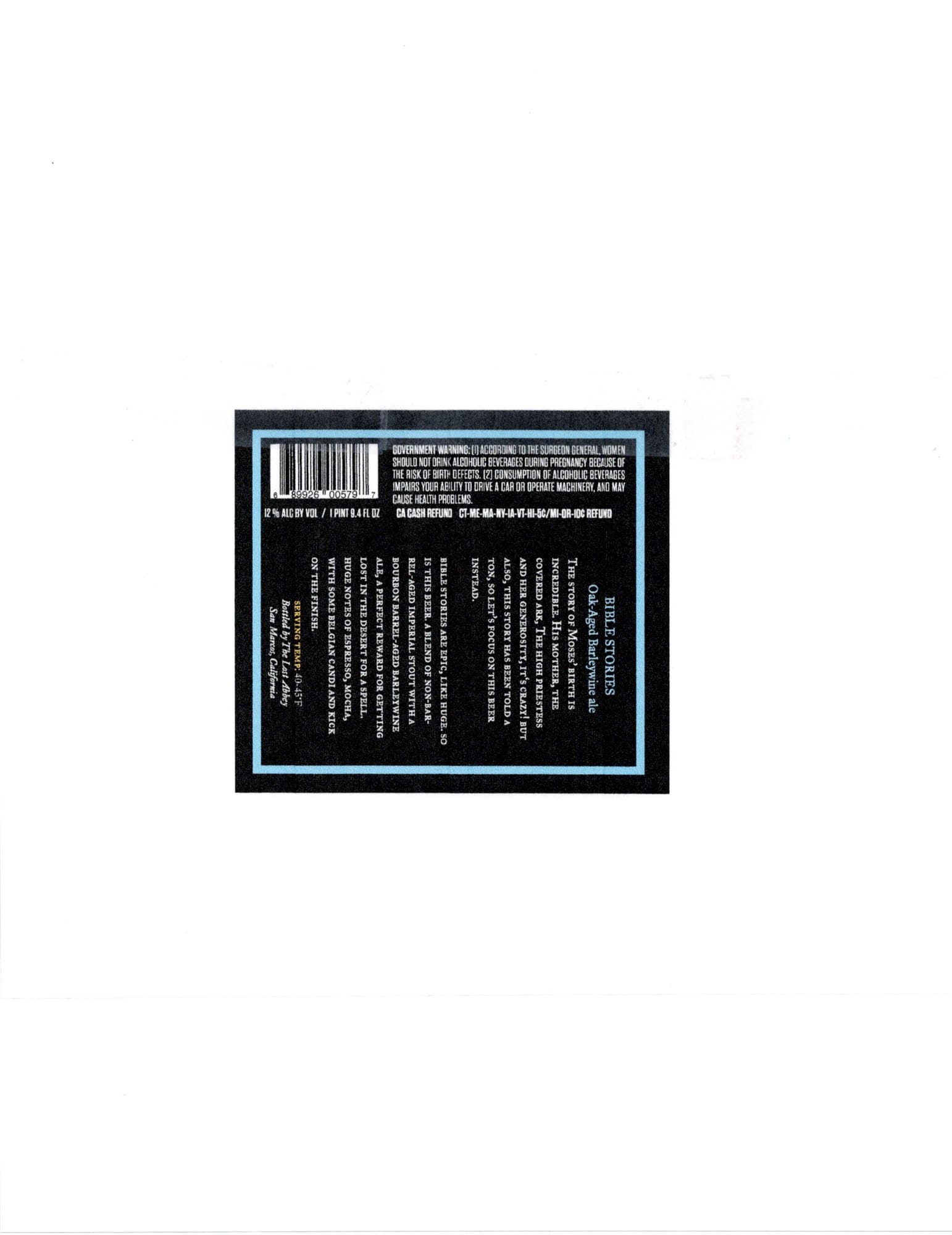 Bible Stories Honey Mellon by The Lost Abbey - beer label