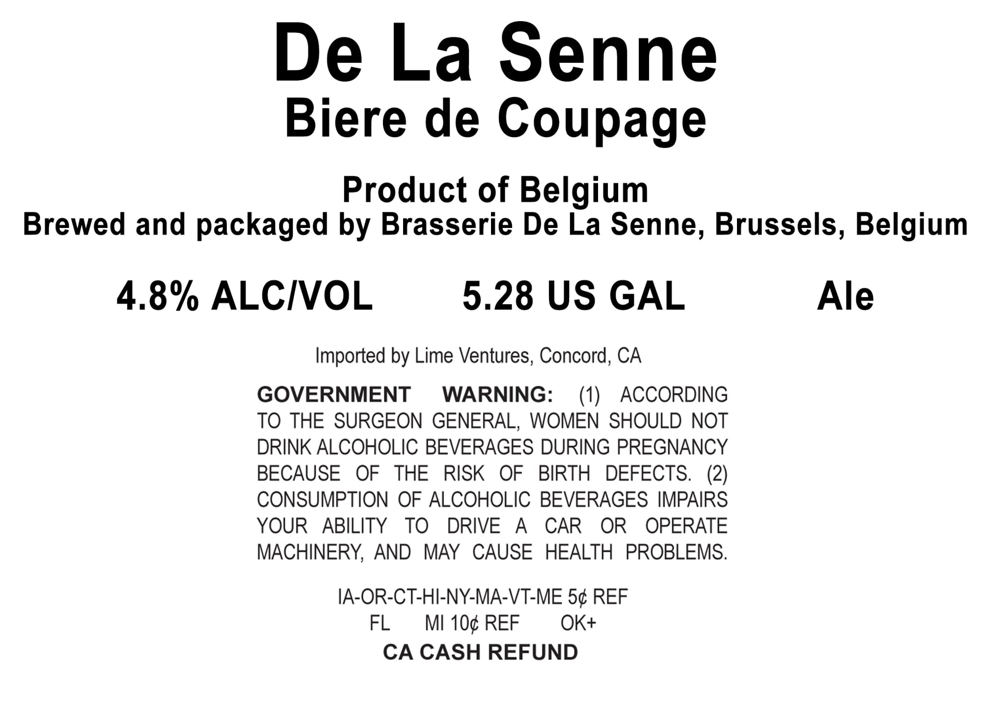 Biere de Coupage by De La Senne - beer label