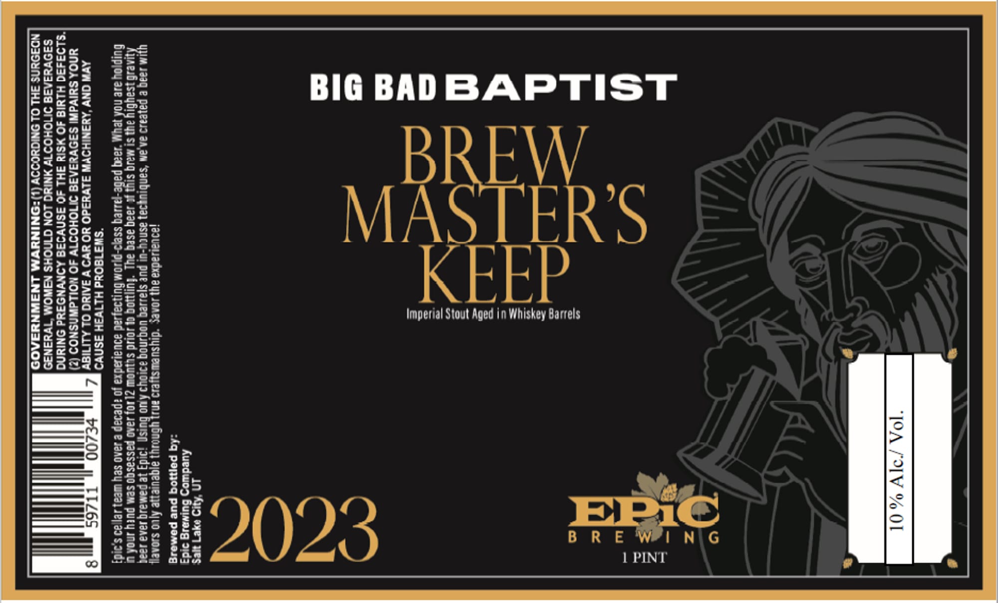 Big Bad Baptist Brew Master's Keep by Epic Brewing - beer label