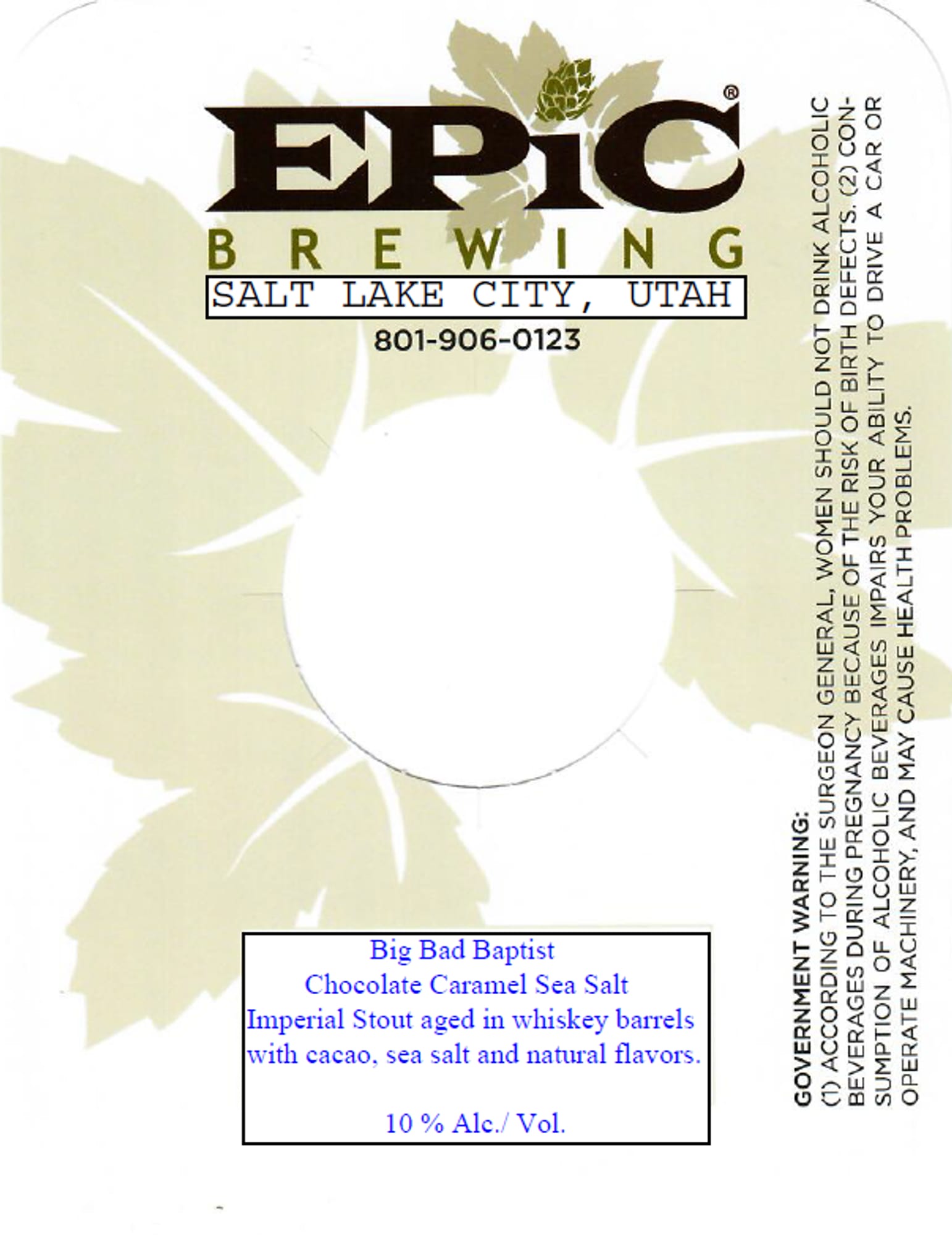 Big Bad Baptist by Epic Brewing - beer label