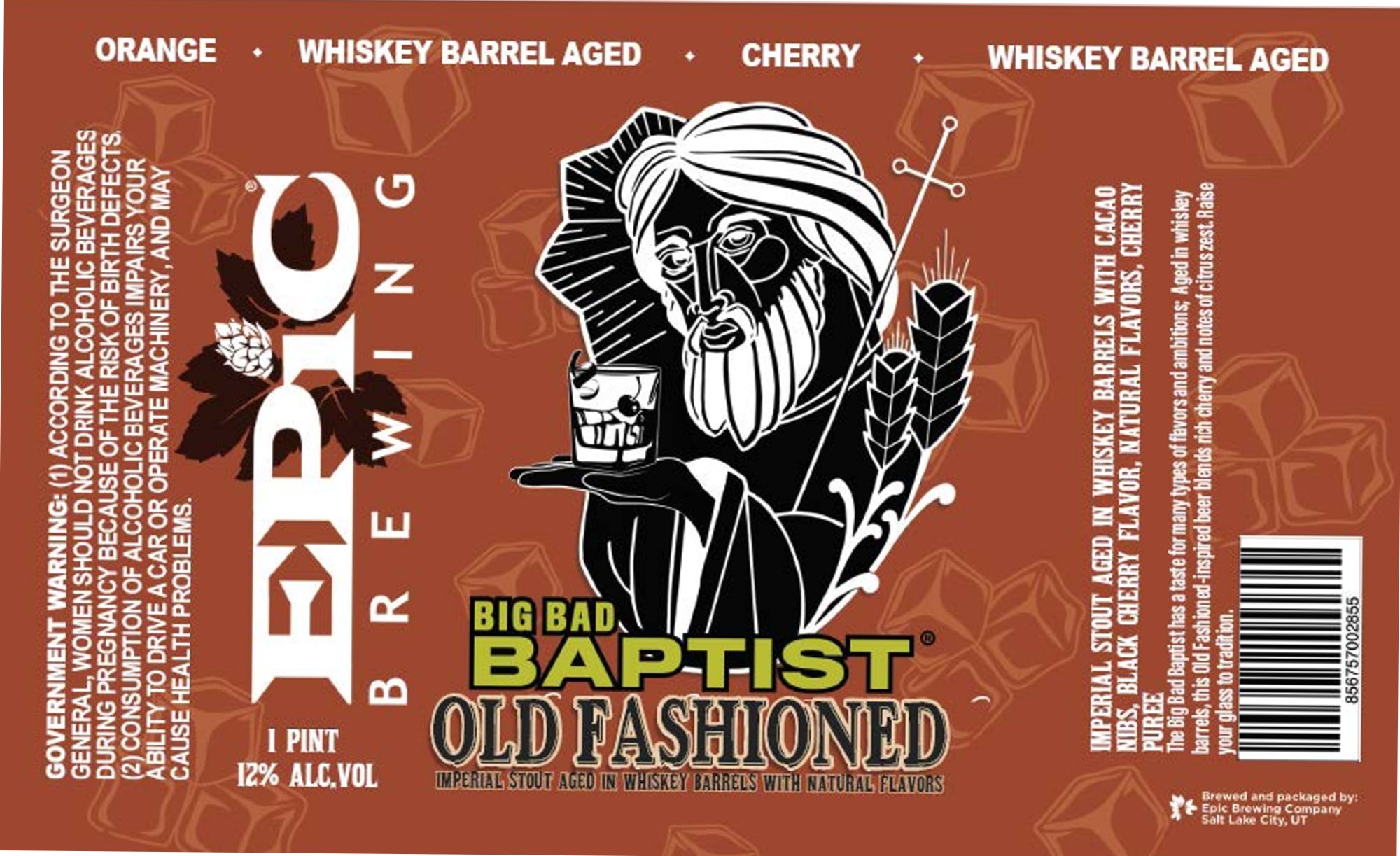 Big Bad Baptist Old Fashioned by Epic Brewing - beer label