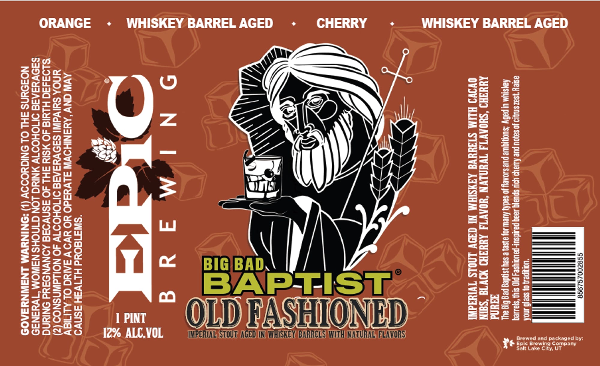 Big Bad Baptist Old Fashioned by Epic Brewing Company - beer label