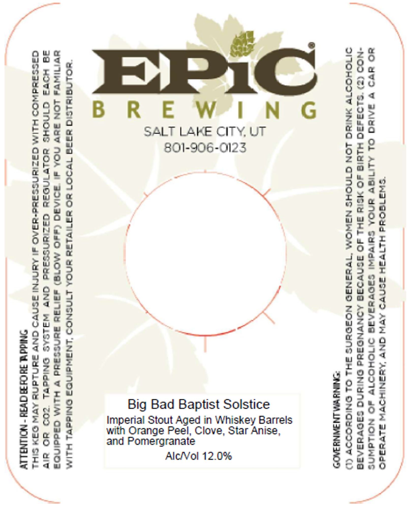 Big Bad Baptist Solstice by Epic Brewing - beer label