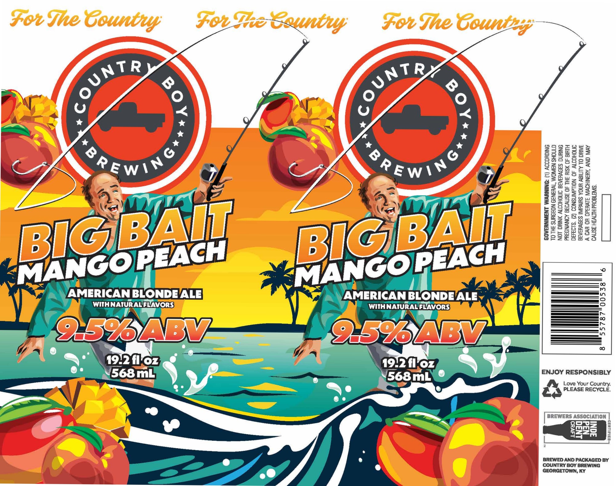 Big Bait Mango Peach by Country Boy Brewing - beer label
