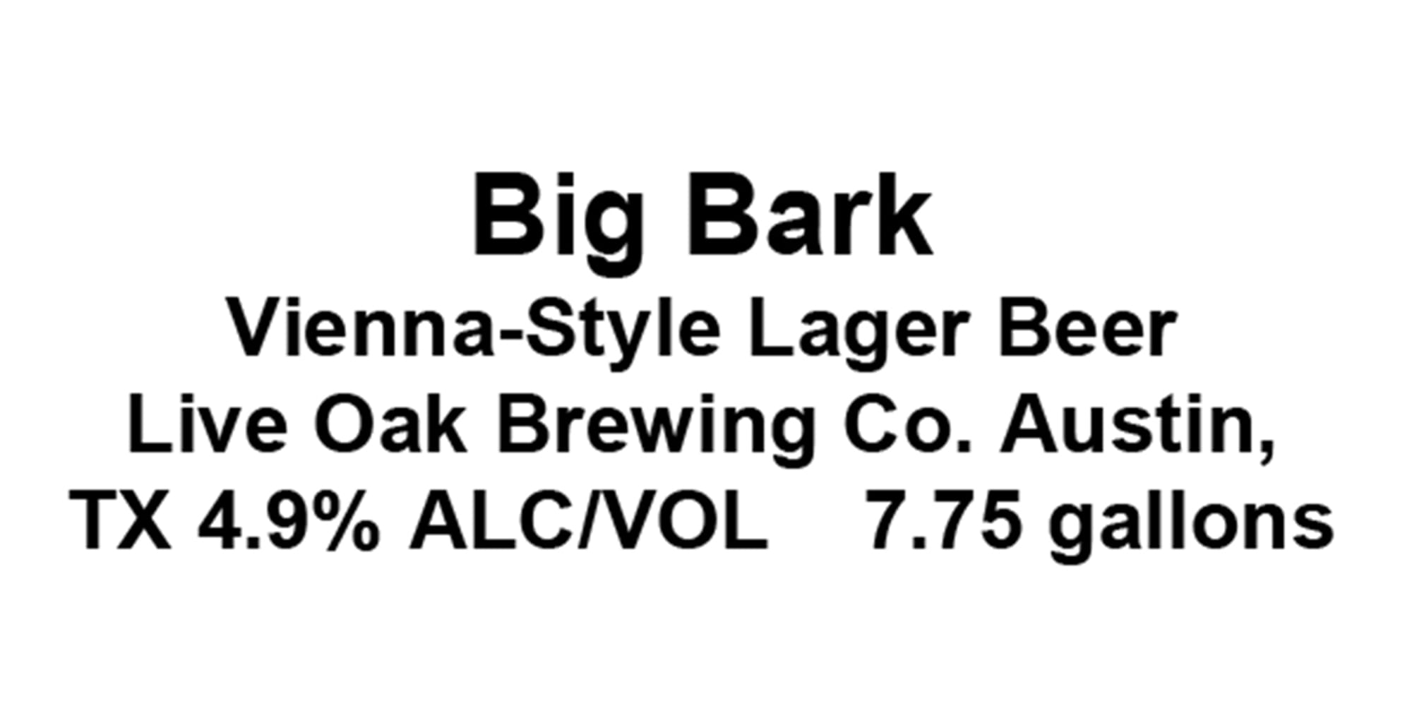 Big Bark by Live Oak Brewing Co. - beer label