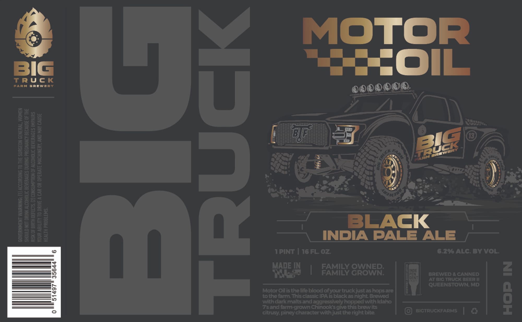 Black India Pale Ale by Big Truck Farm Brewery - beer label