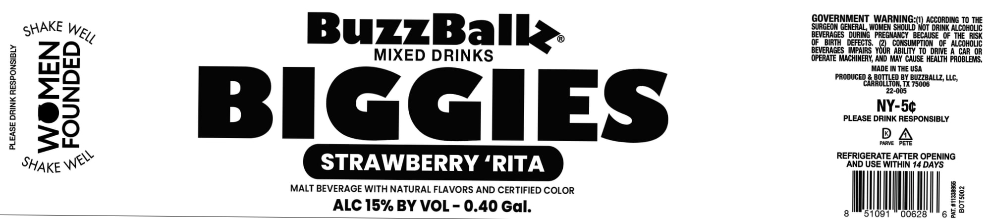 Biggies Strawberry ‘Rita by BuzzBallz, LLC - beer label
