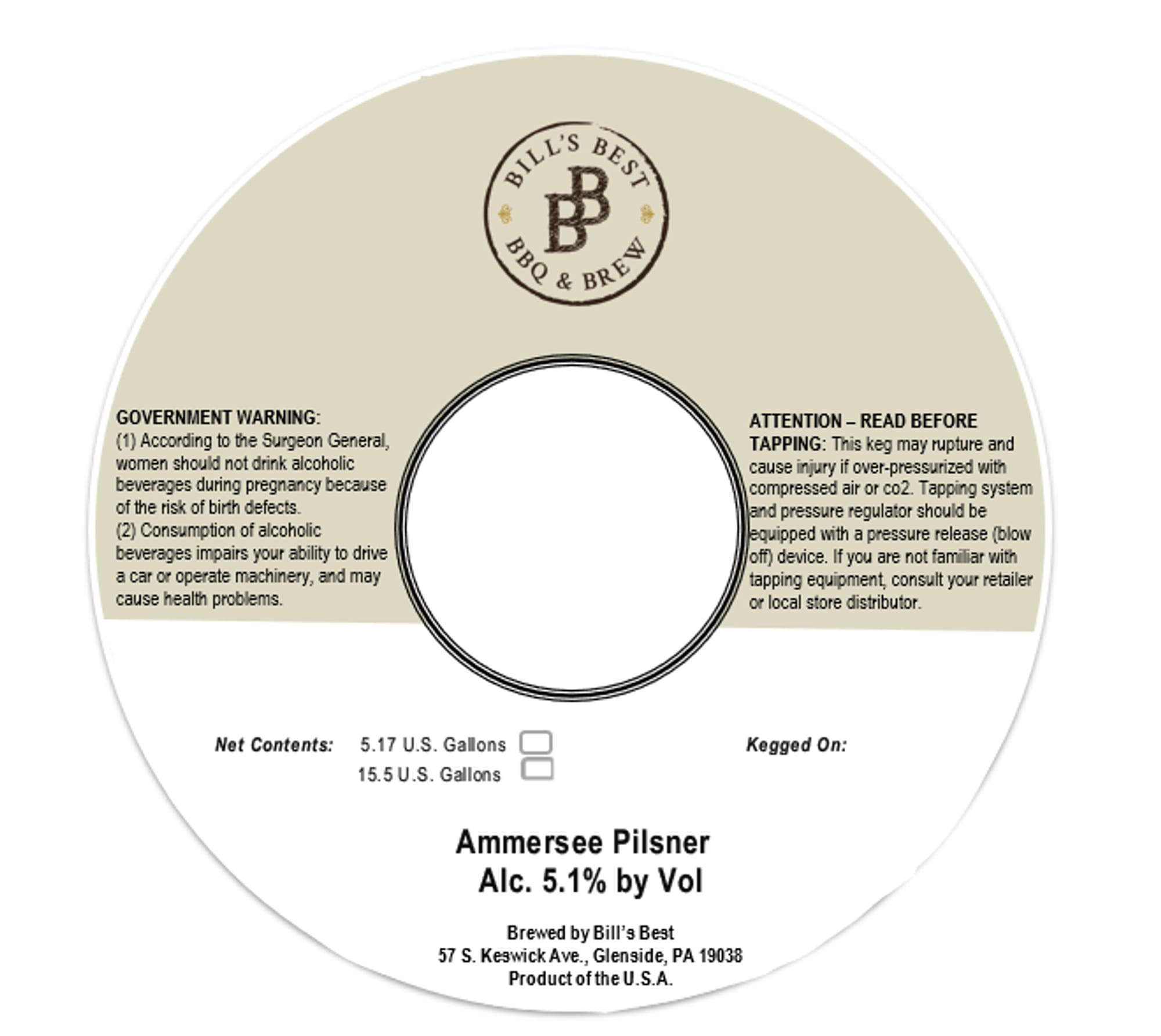 Ammersee Pilsner by Bill’s Best - beer label