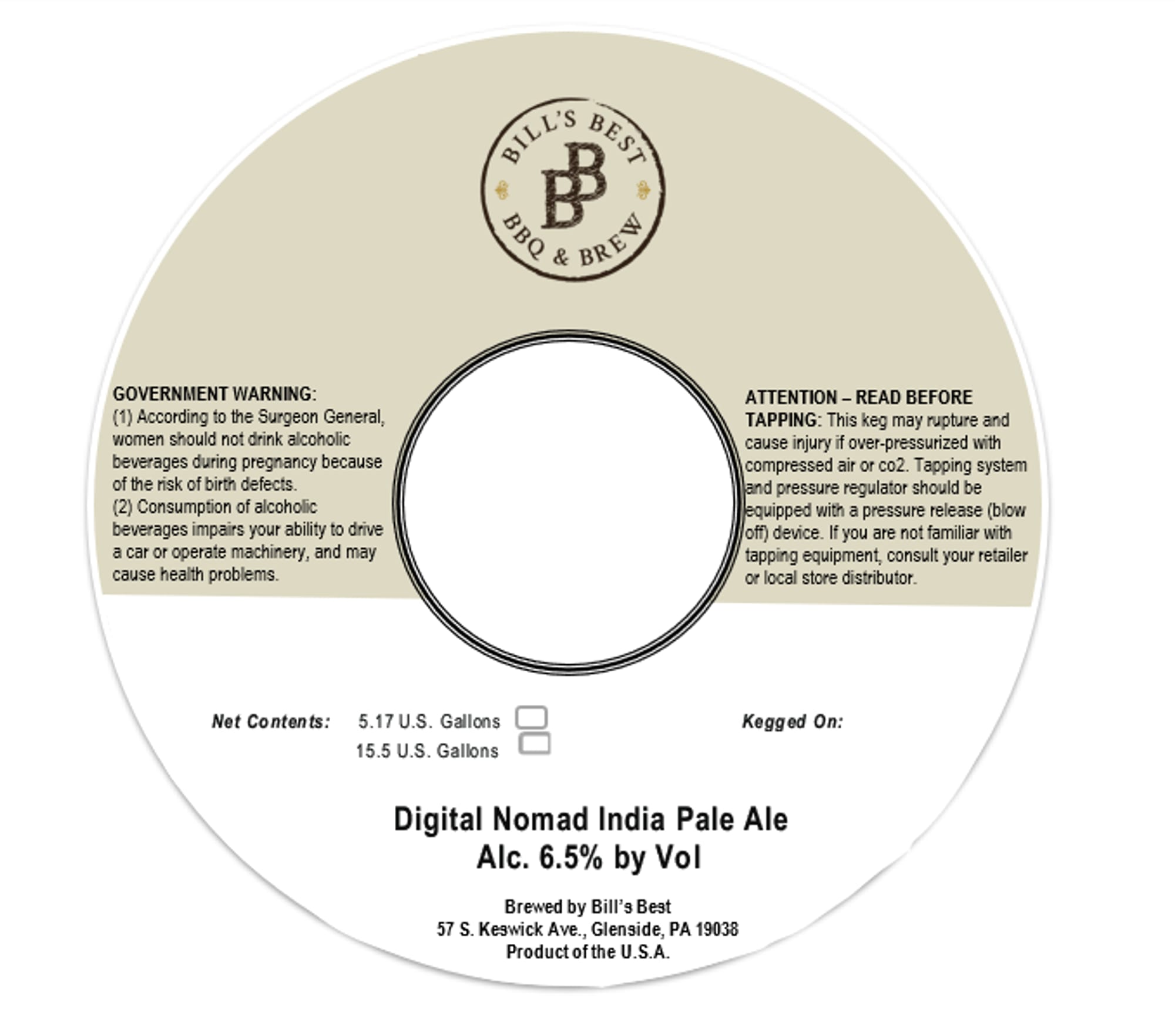 Digital Nomad India Pale Ale by Bill’s Best - beer label