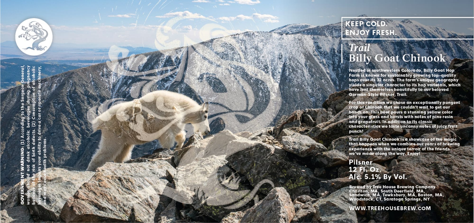 Billy Goat Chinook by Tree House Brewing Company - beer label