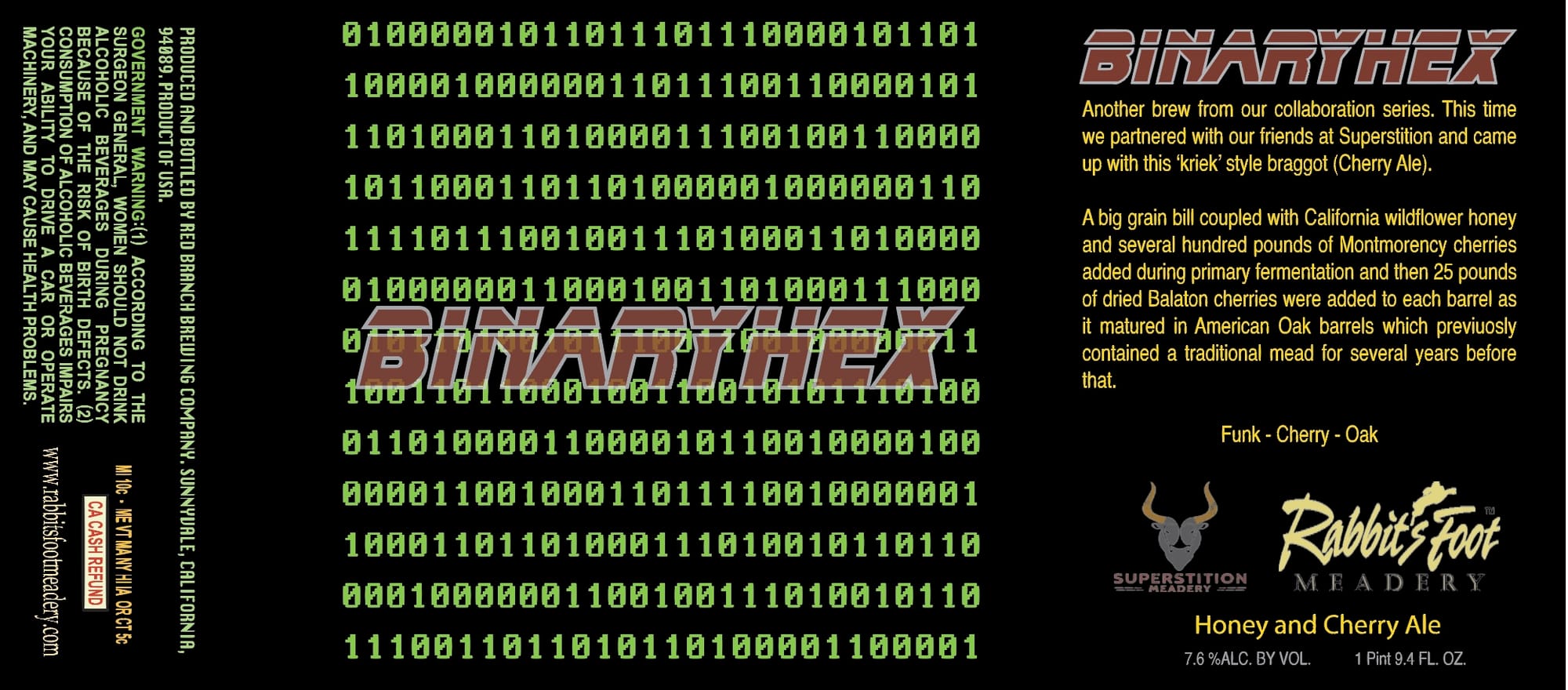 BinaryTEx by Rabbit’s Foot Meadery - beer label