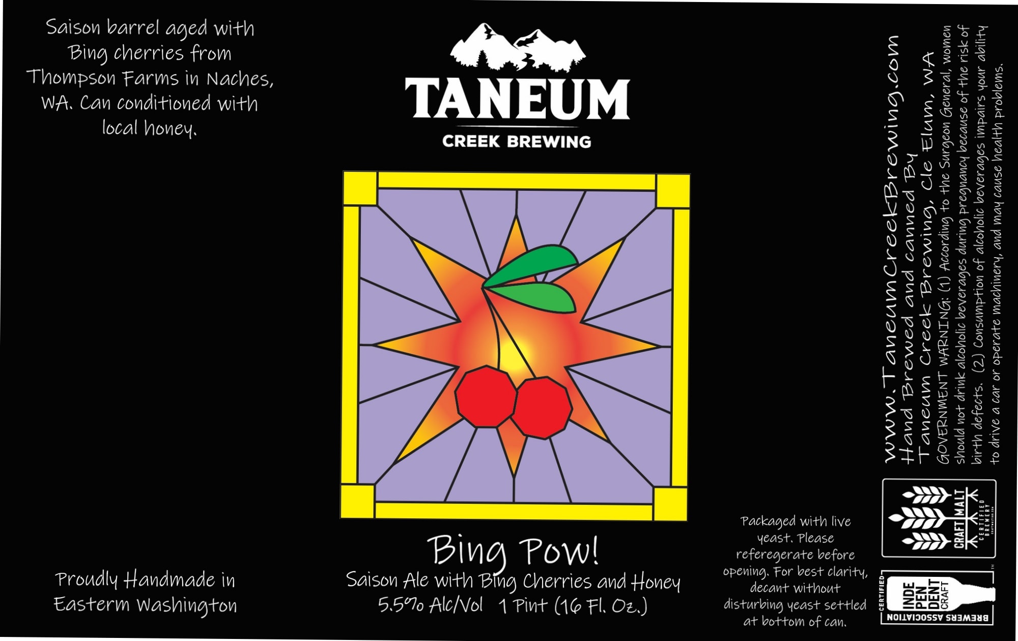 Bing Pow! by Taneum Creek Brewing - beer label