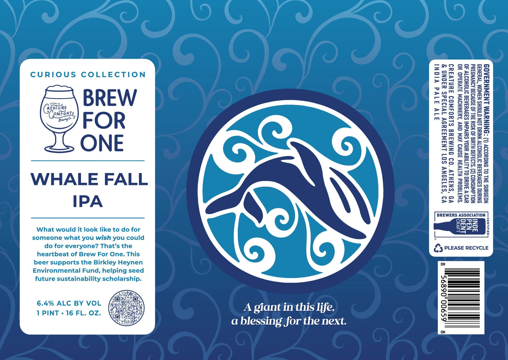 Whale Fall IPA by Brew for One - beer label