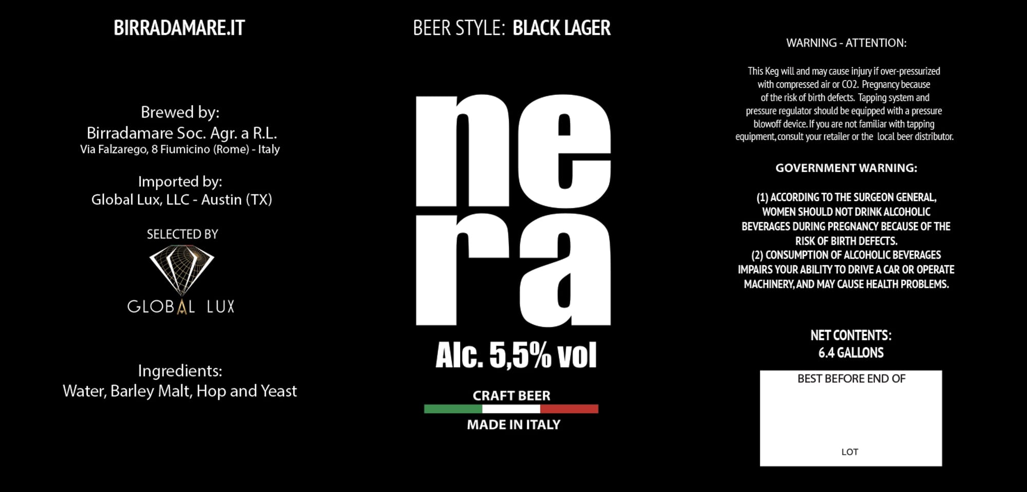 nera by Birradamare Agr. a R.L. - beer label