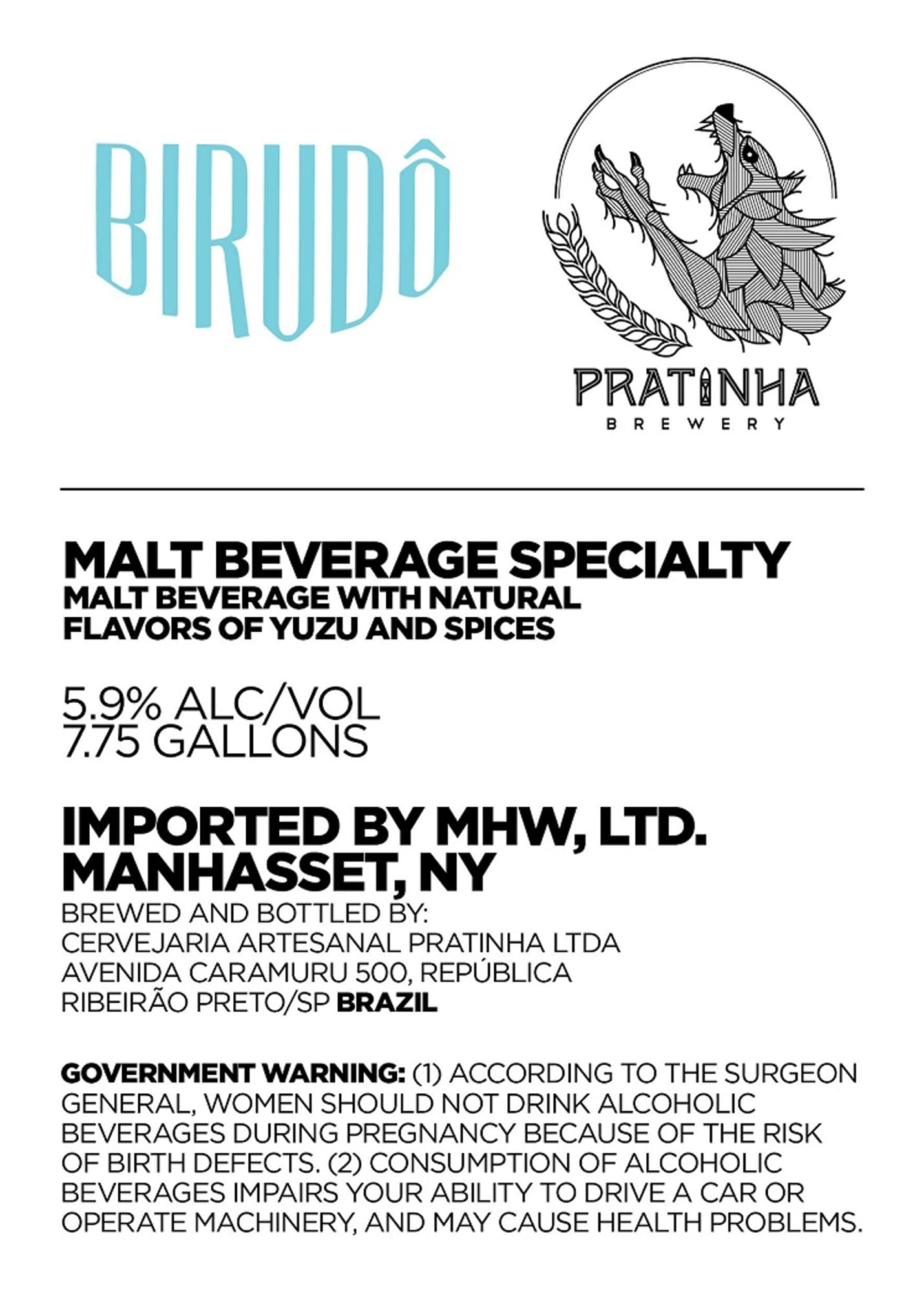 Birudô Pratínha by Pratínha Brewery - beer label