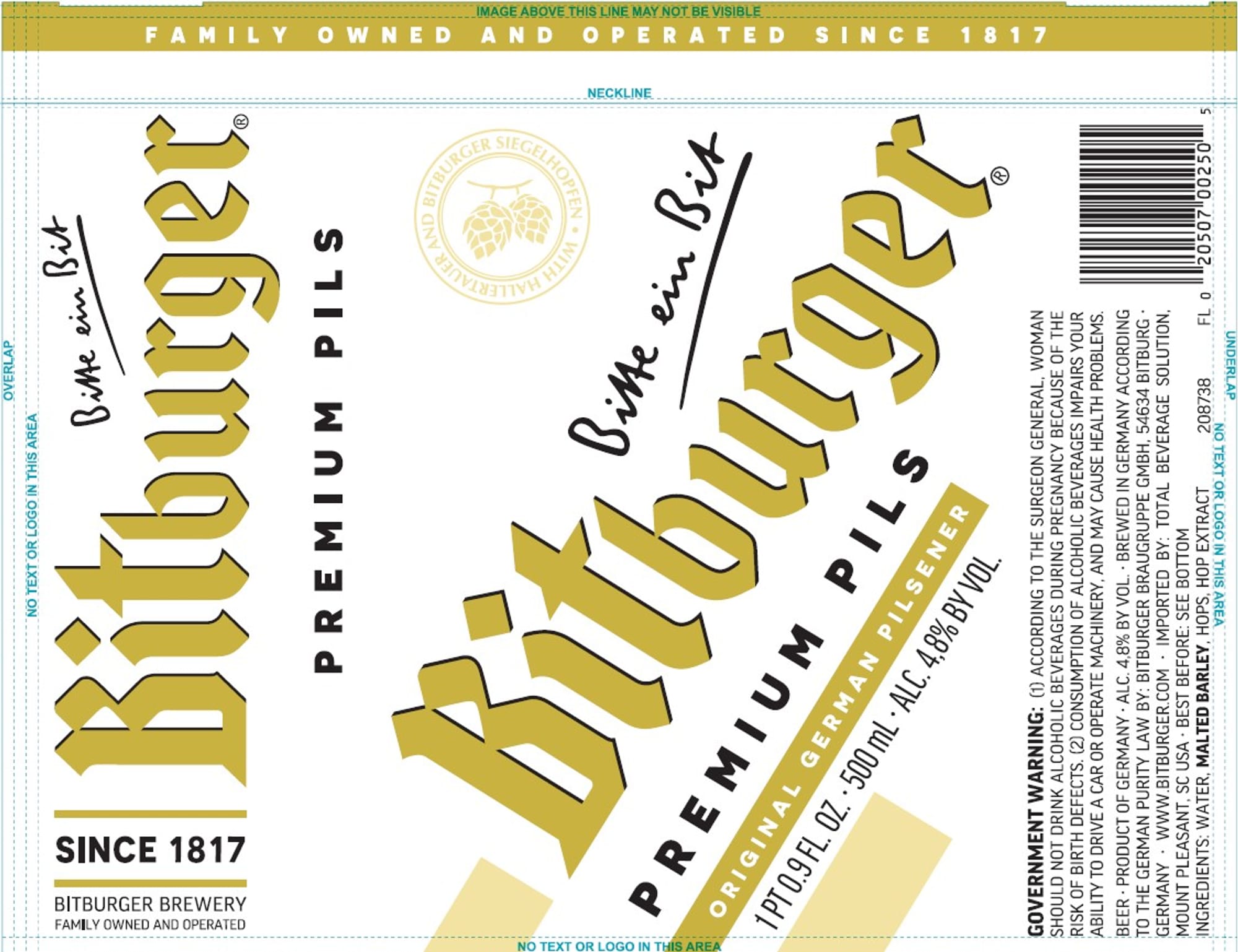 Bitburger Premium Pils by Bitburger Brewery - beer label