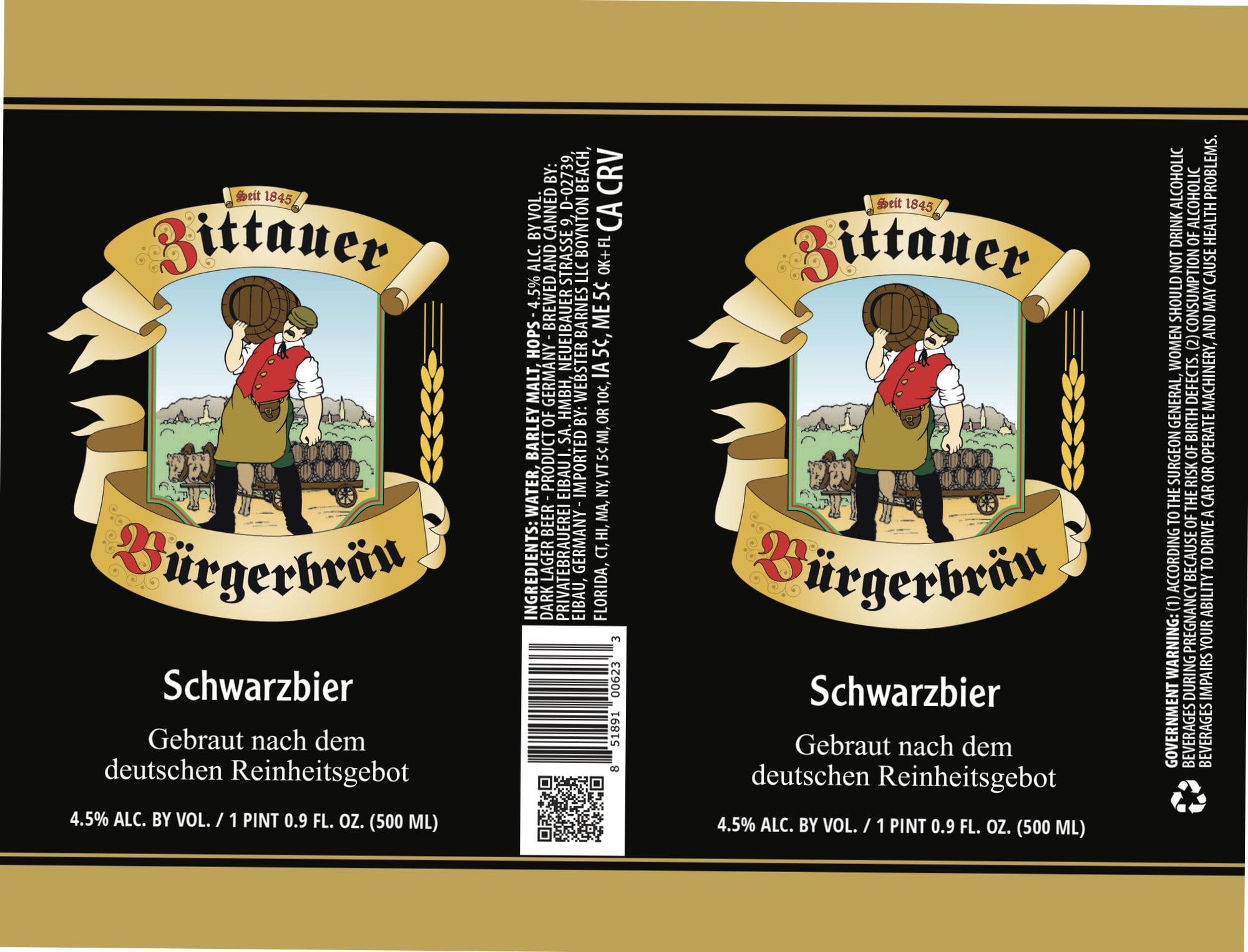 Bittauer Schwarzbier by Bürgerbräu - beer label