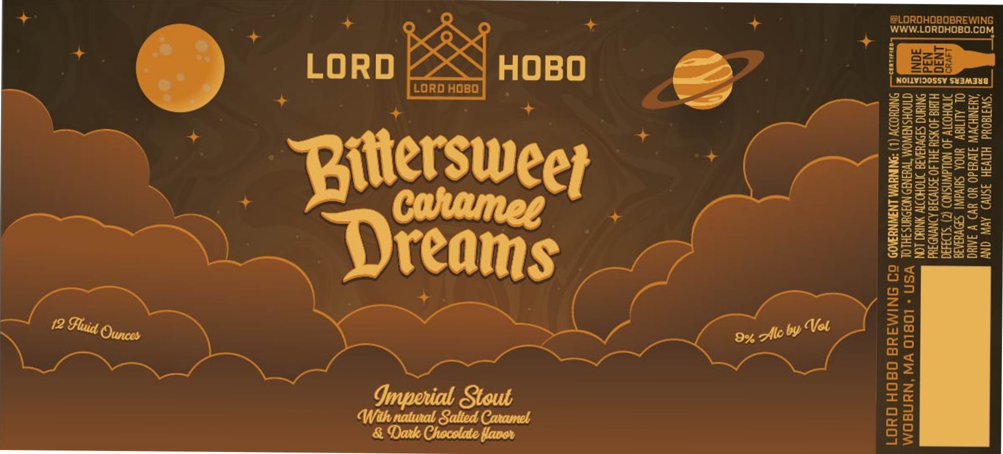 Bittersweet Caramel by Lord Hobo Brewing - beer label