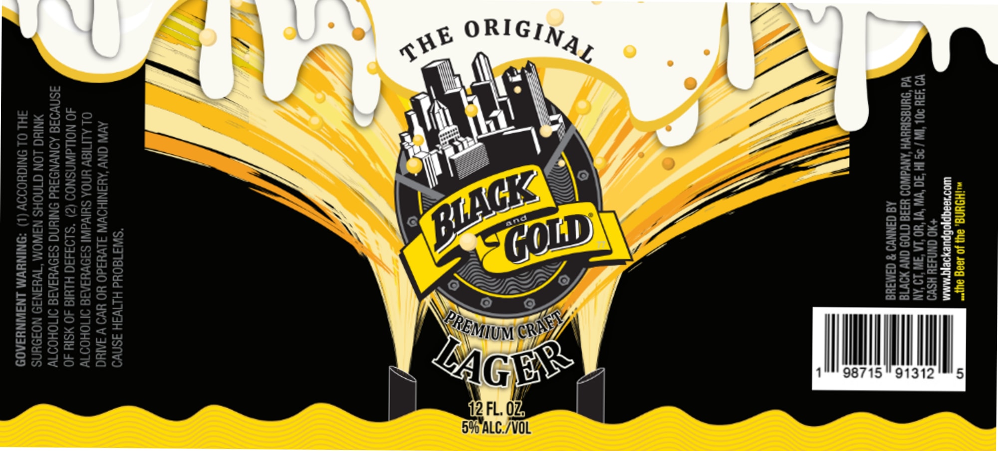 Black and Gold Lager by Black and Gold Beer Company - beer label