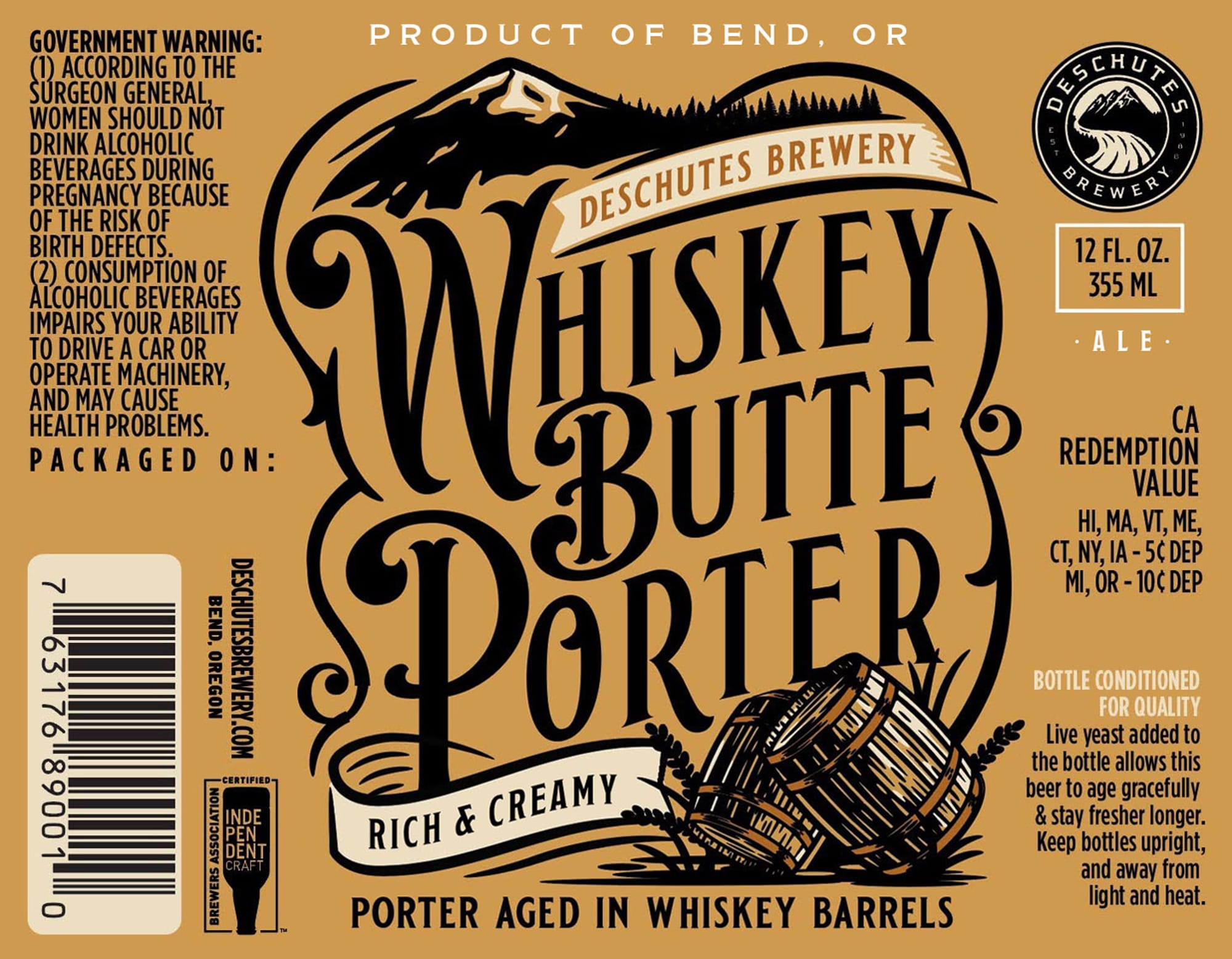 Black Butte Whiskey Porter by Deschutes Brewery - beer label