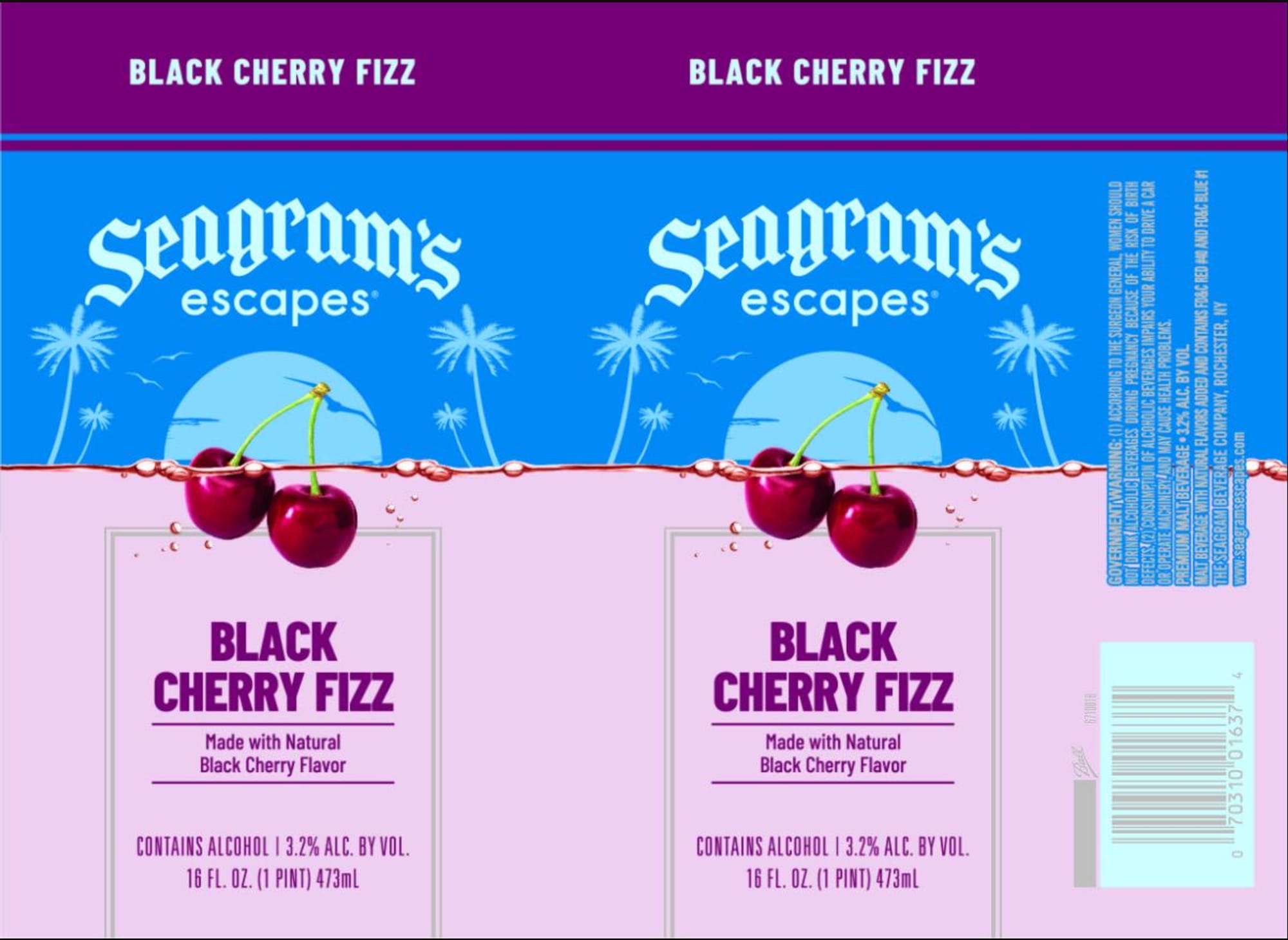 Black Cherry Fizz by Seagram's Escapes - beer label