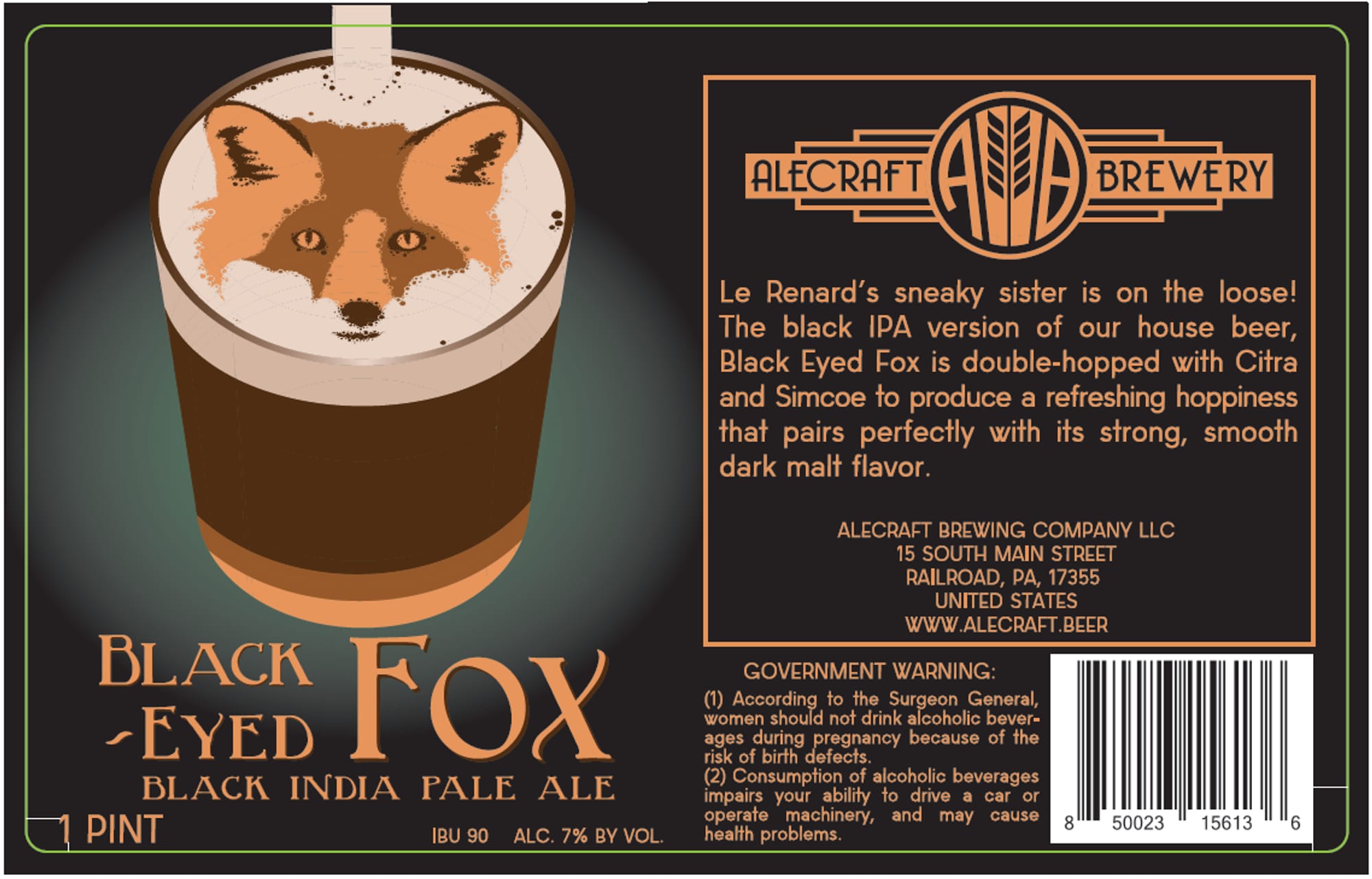 Black Eyed Fox by Alecraft Brewery - beer label