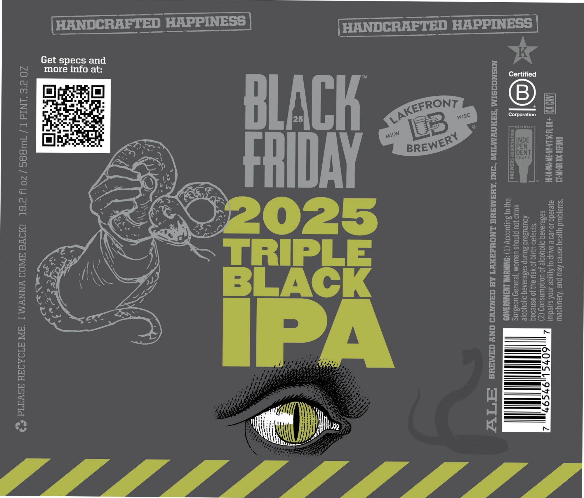 Black Friday 2025 Triple Black IPA by Lakefront Brewery - beer label
