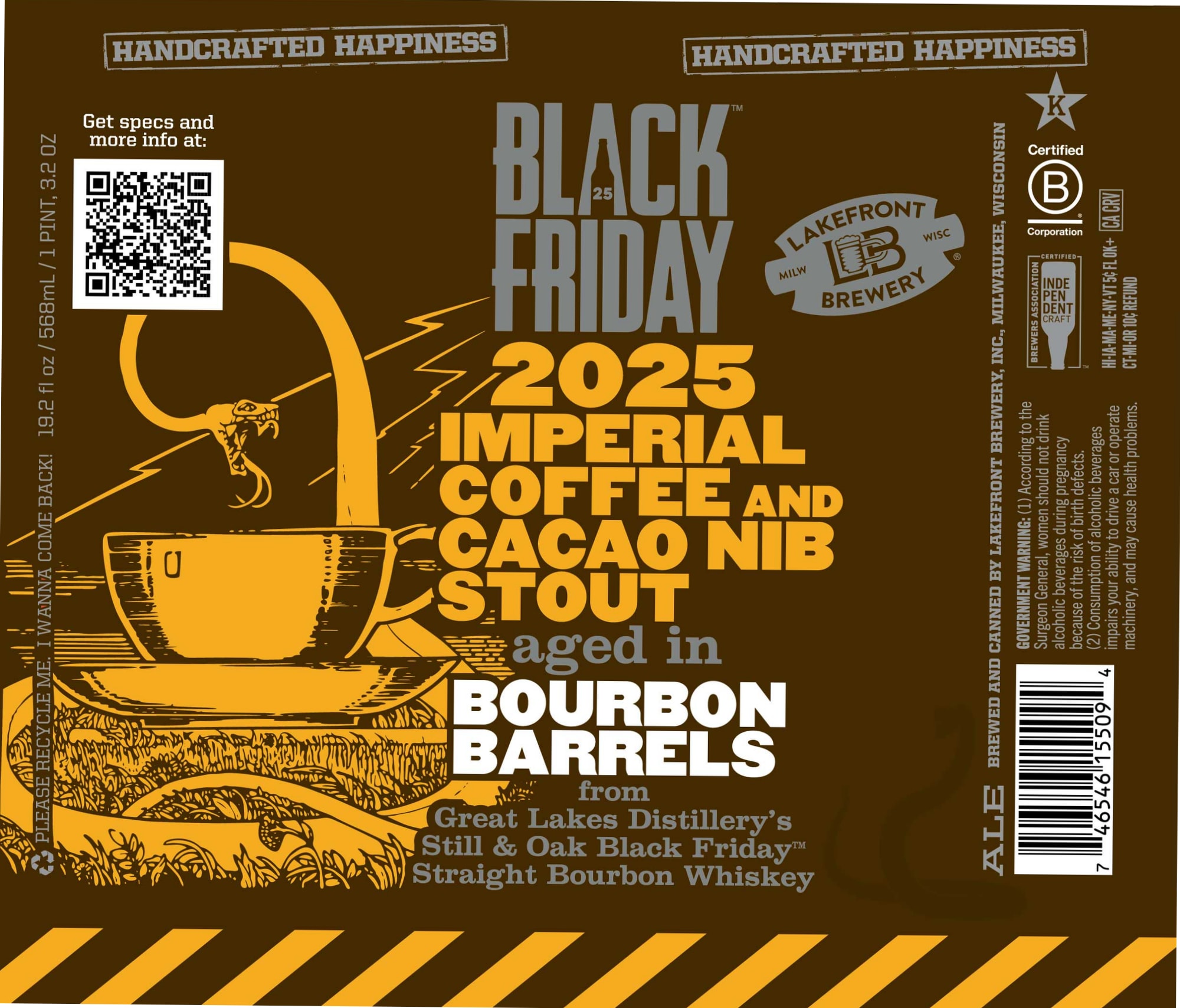 Black Friday Imperial Coffee and Cacao Nib Stout by Lakefront Brewery - beer label