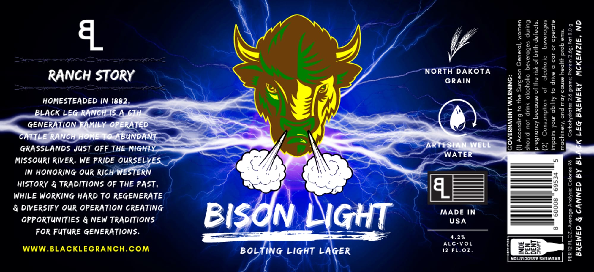 Bison Light by Black Leg Brewery - beer label
