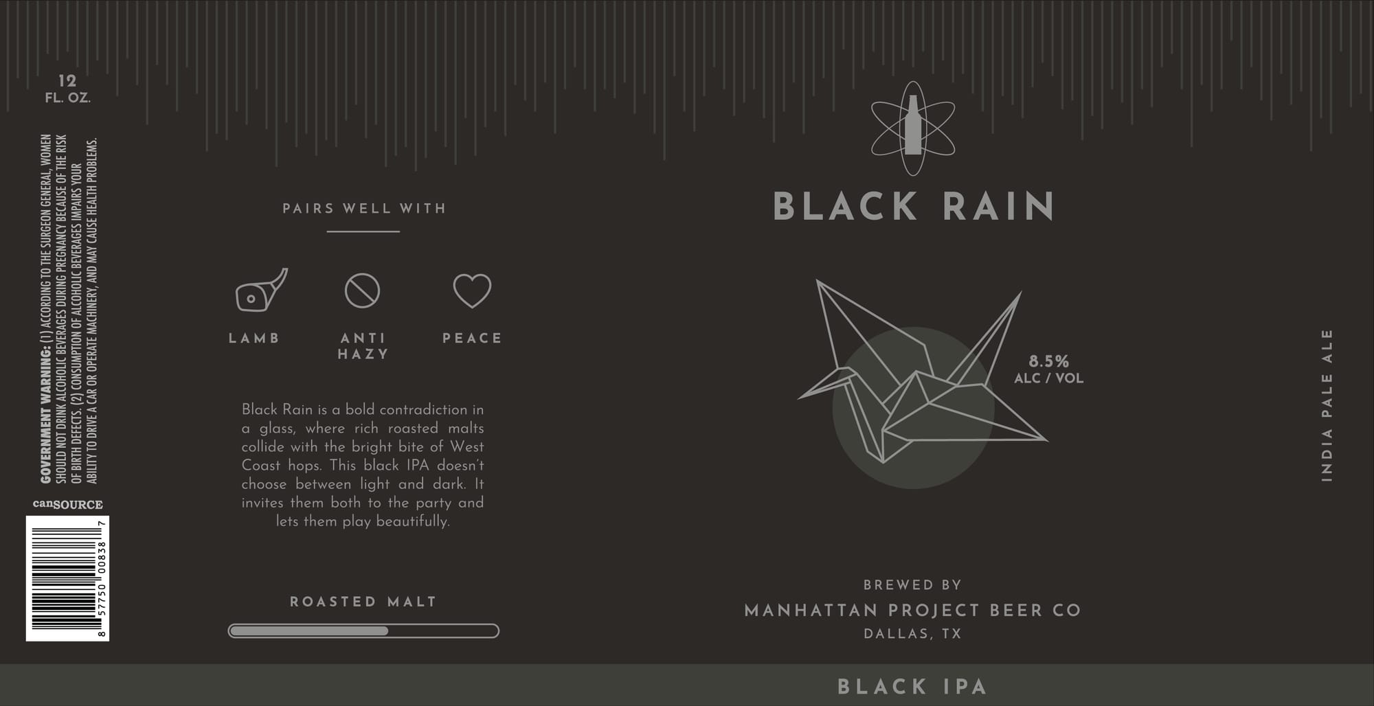 Black Rain by Manhattan Project Beer Co - beer label