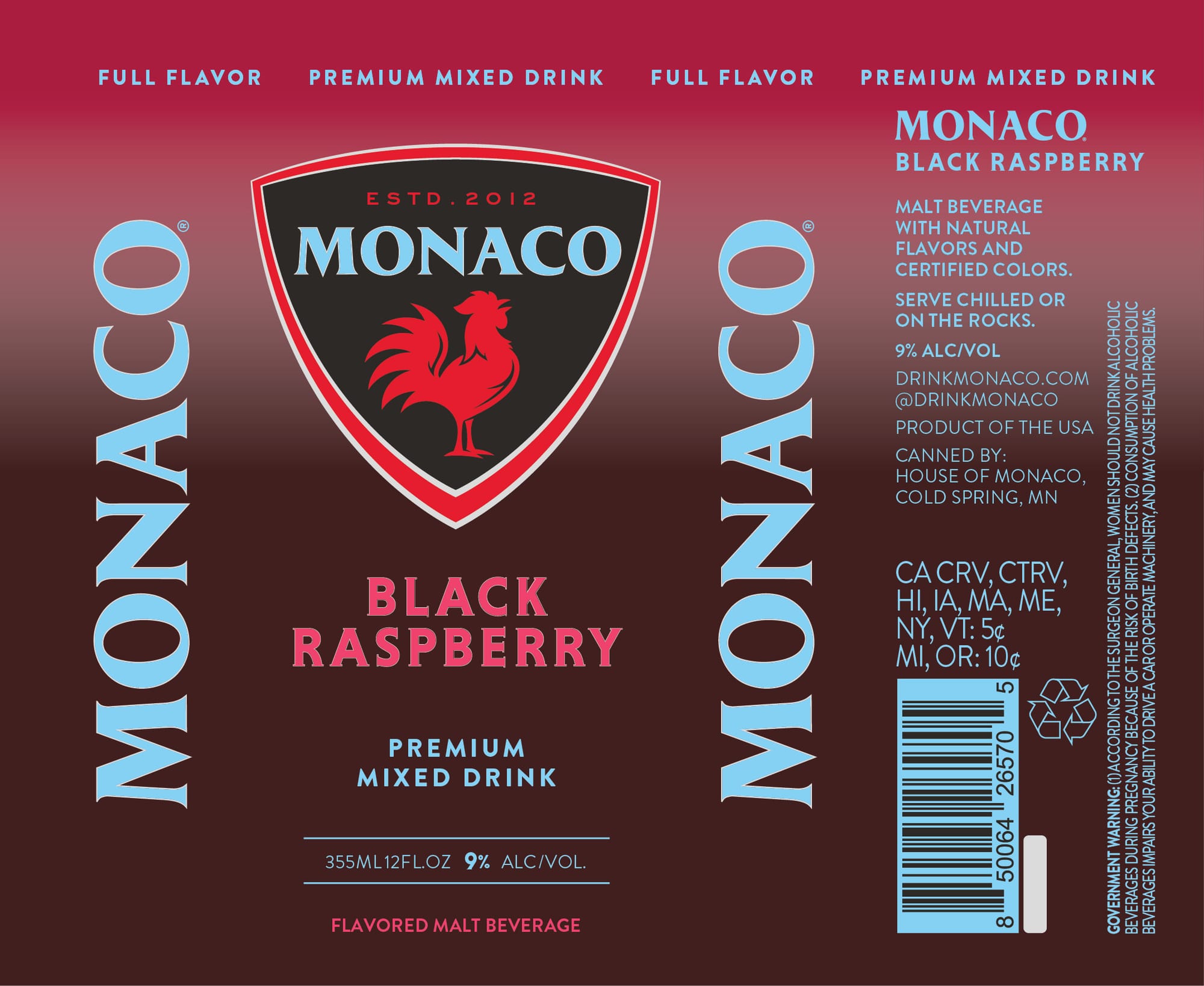 Black Raspberry by Monaco - beer label