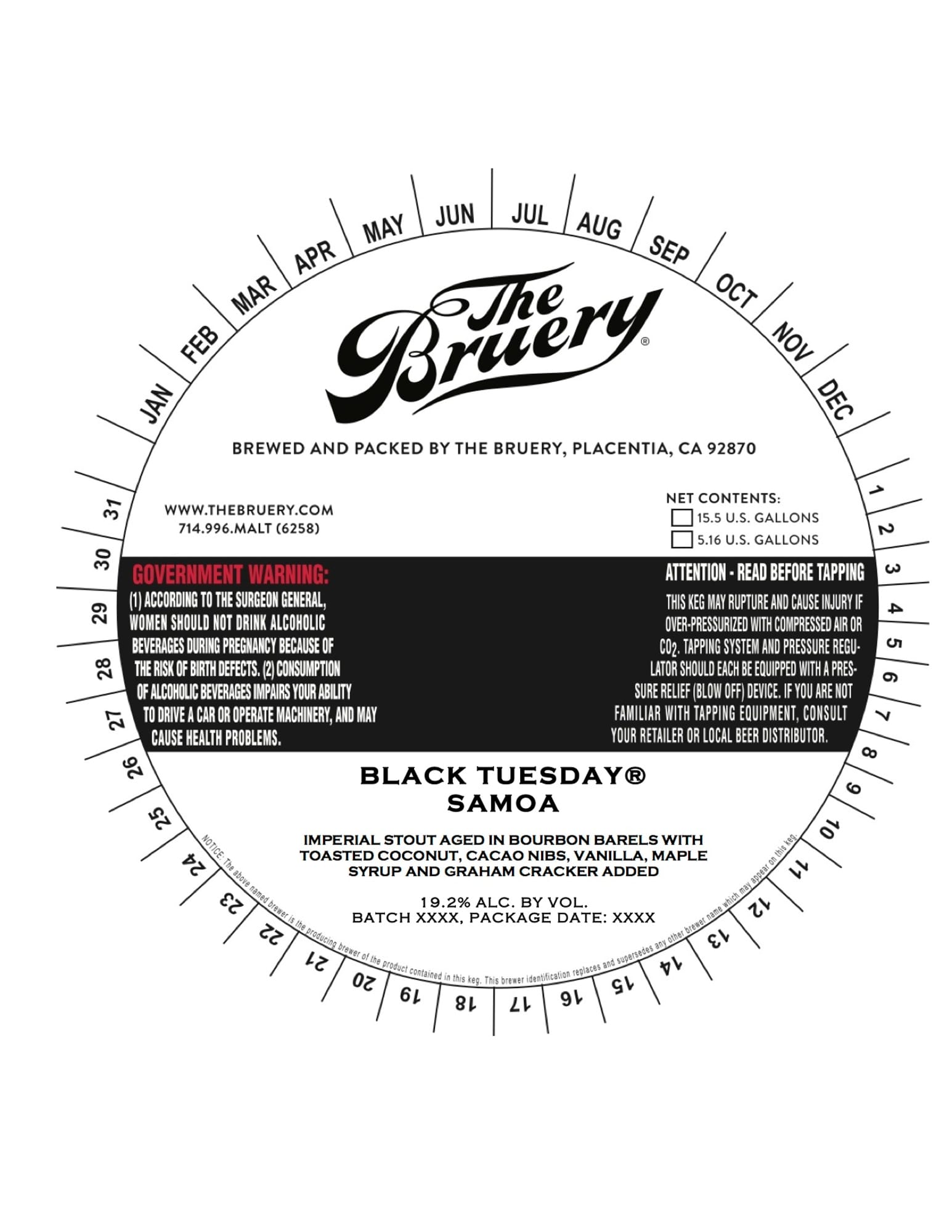 Black Tuesday Samoa by The Bruery - beer label