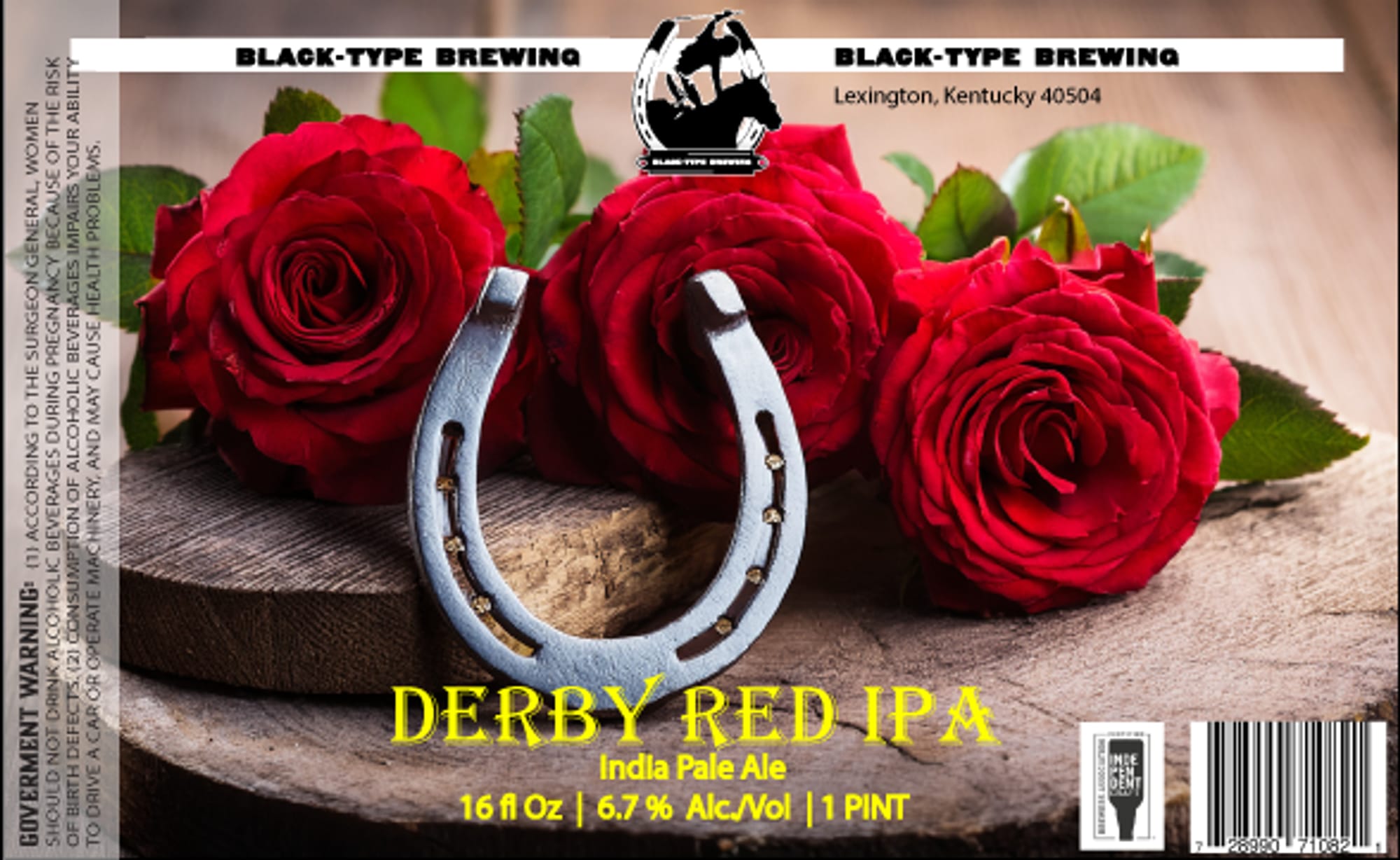 Derby Red IPA by Black-Type Brewing - beer label