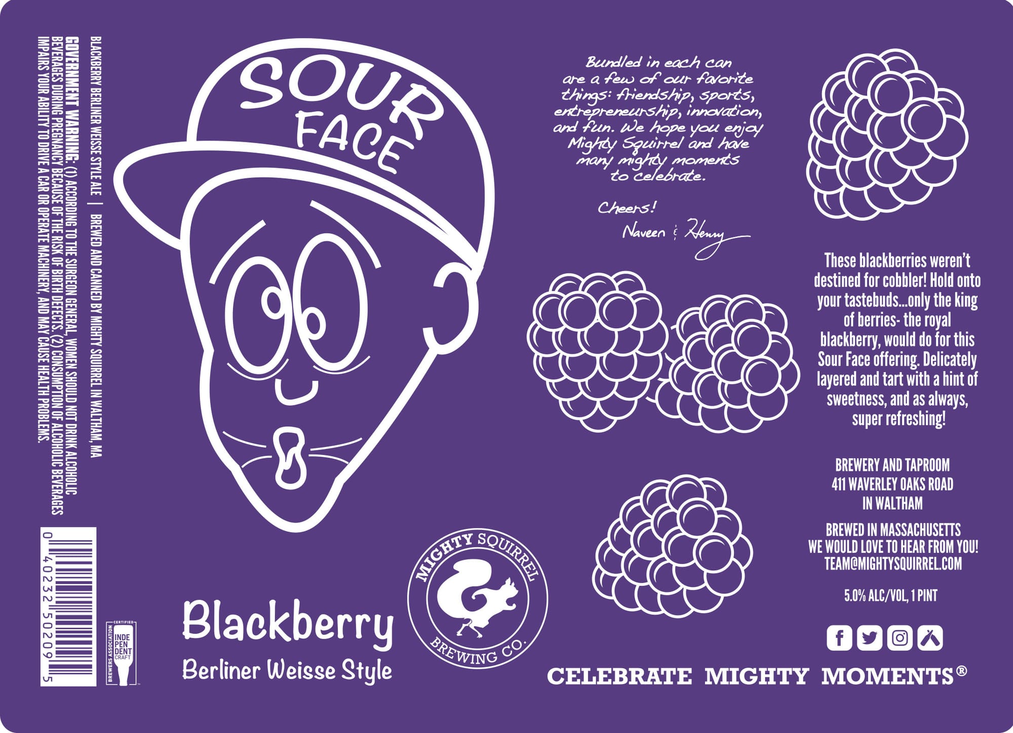 Blackberry Sour Face by Mighty Squirrel Brewing Co. - beer label