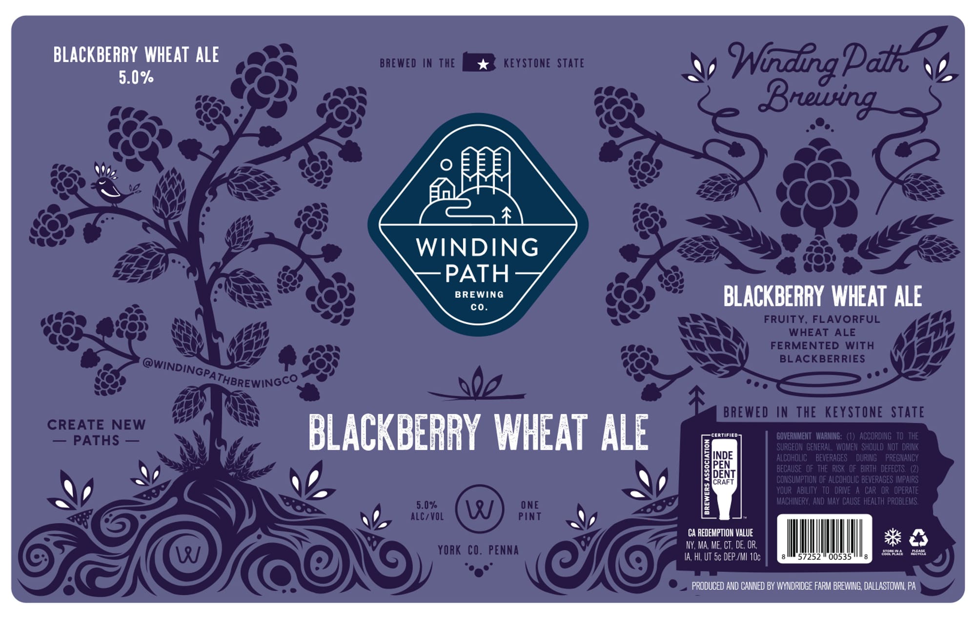 Blackberry Wheat Ale by Winding Path Brewing - beer label
