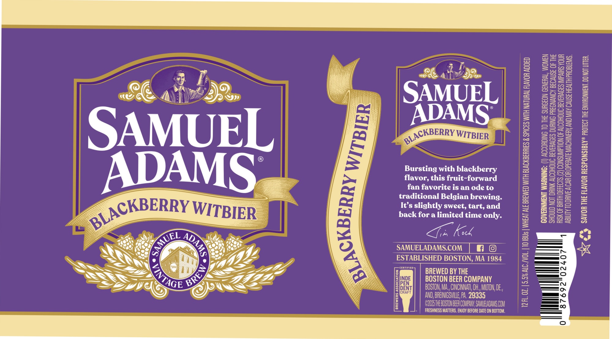 Blackberry Witbier by Samuel Adams - beer label