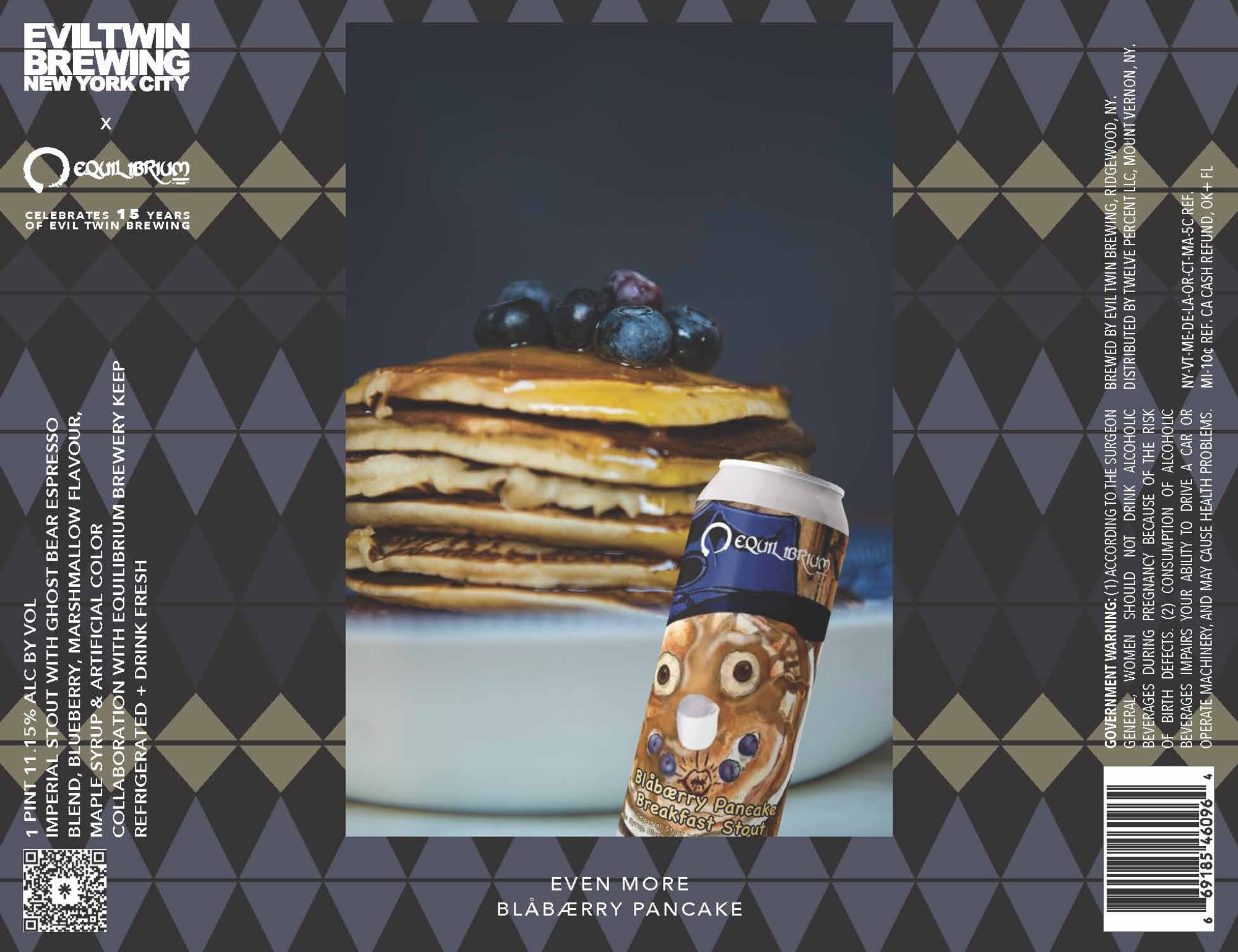 Blåbærry Pancake by Evil Twin Brewing x Equilibrium - beer label