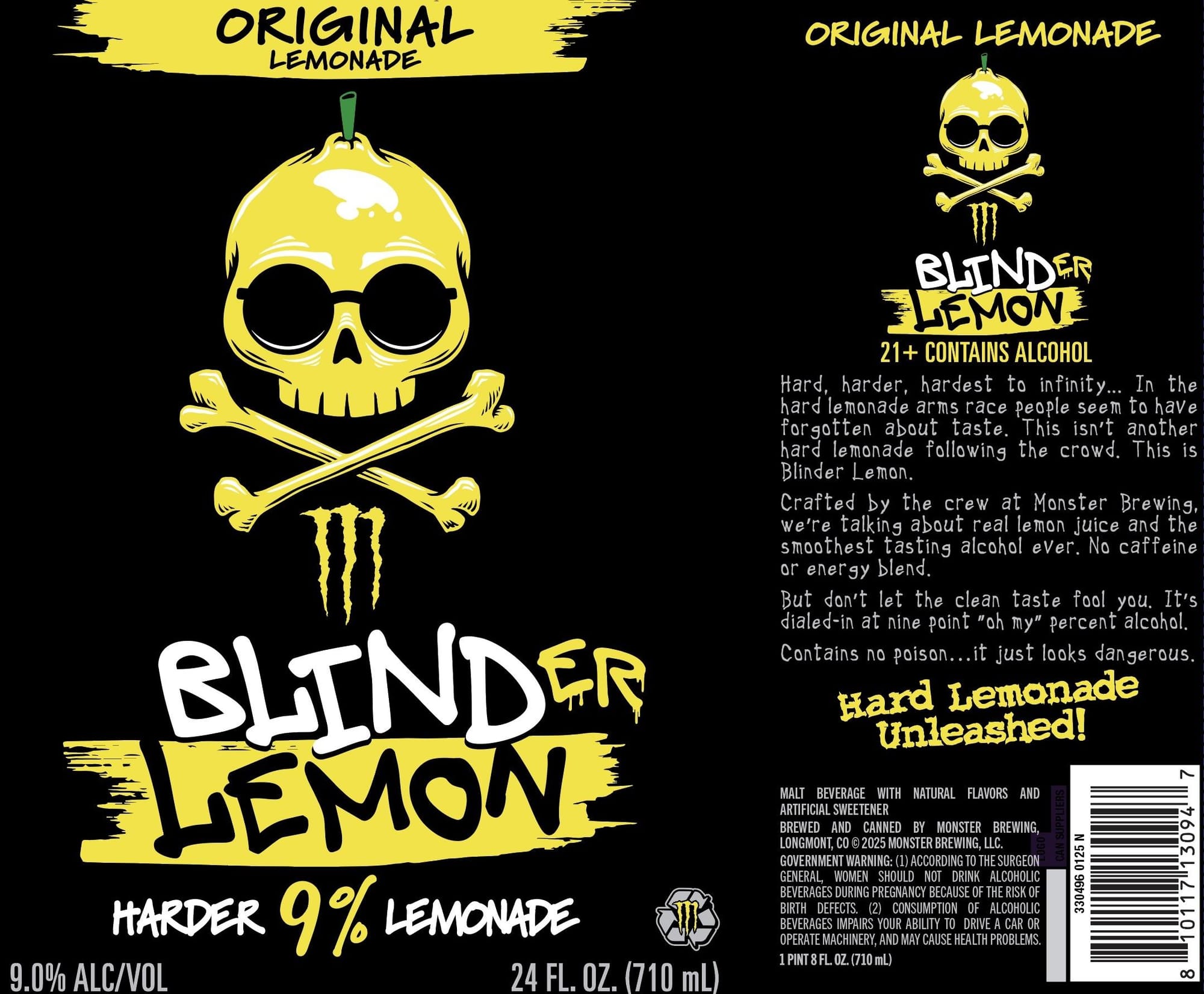 Blinder Lemon by Monster Brewing - beer label