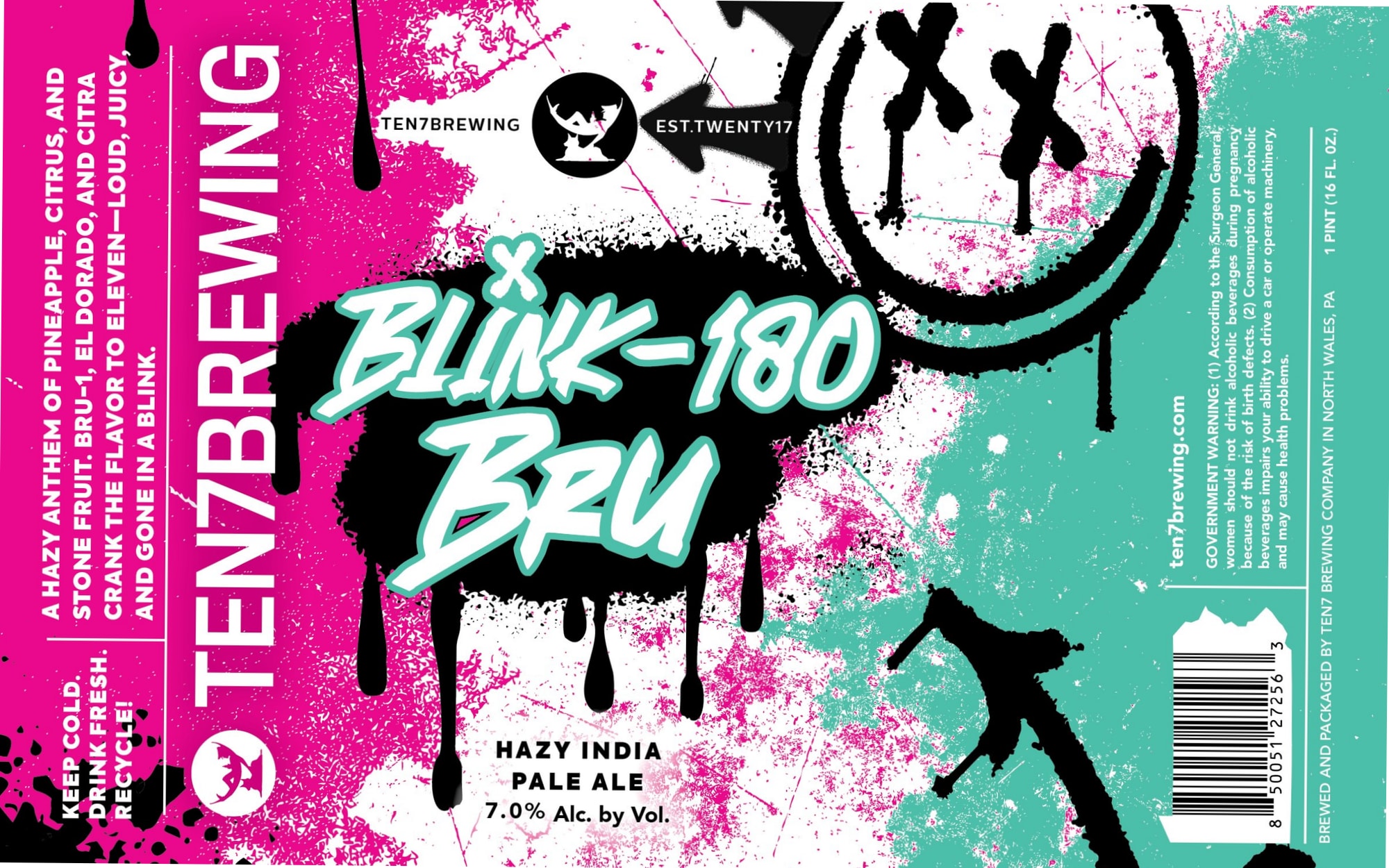 Blink-180 Bru by Ten7 Brewing - beer label