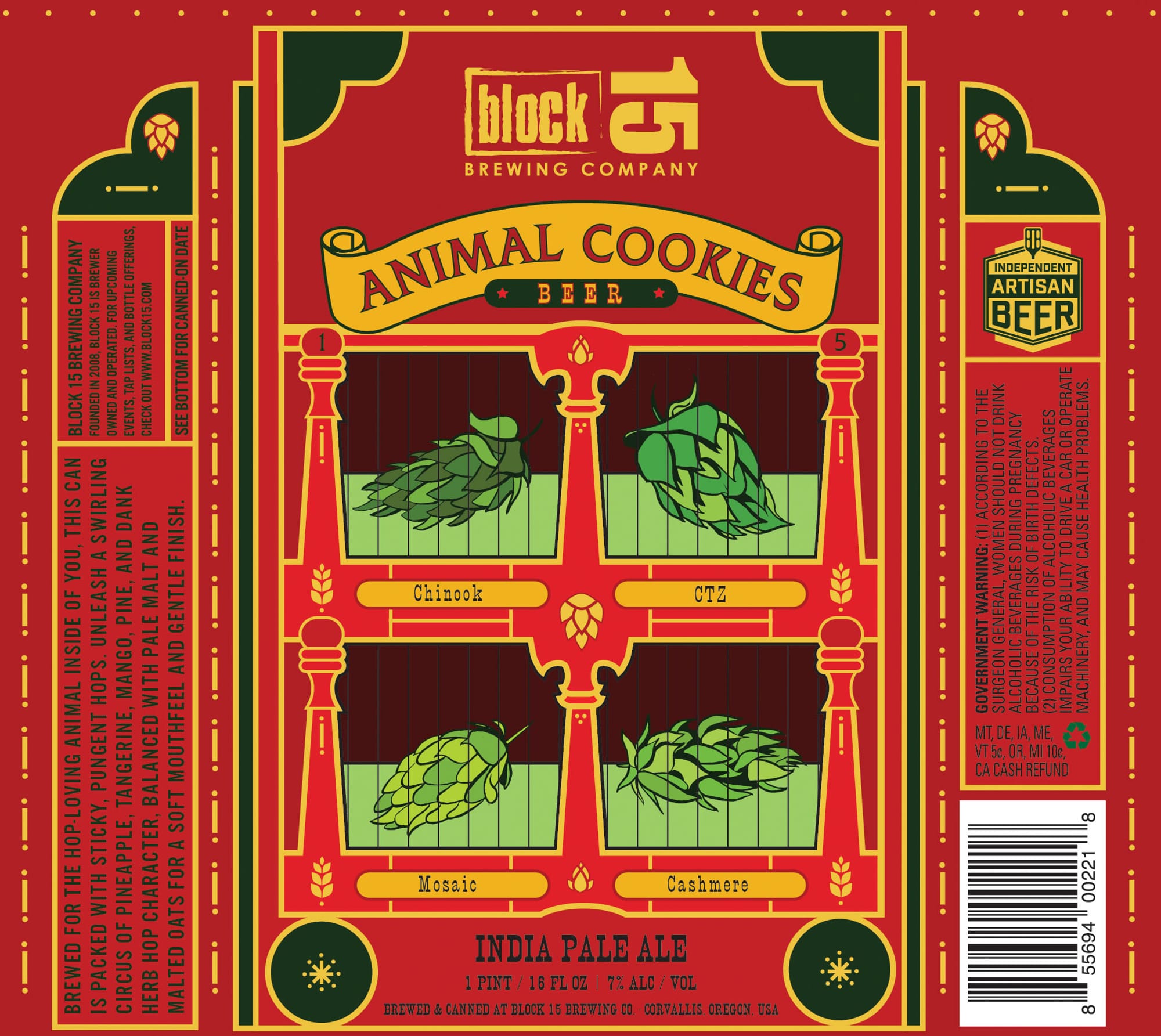 Animal Cookies by Block 15 Brewing Company - beer label