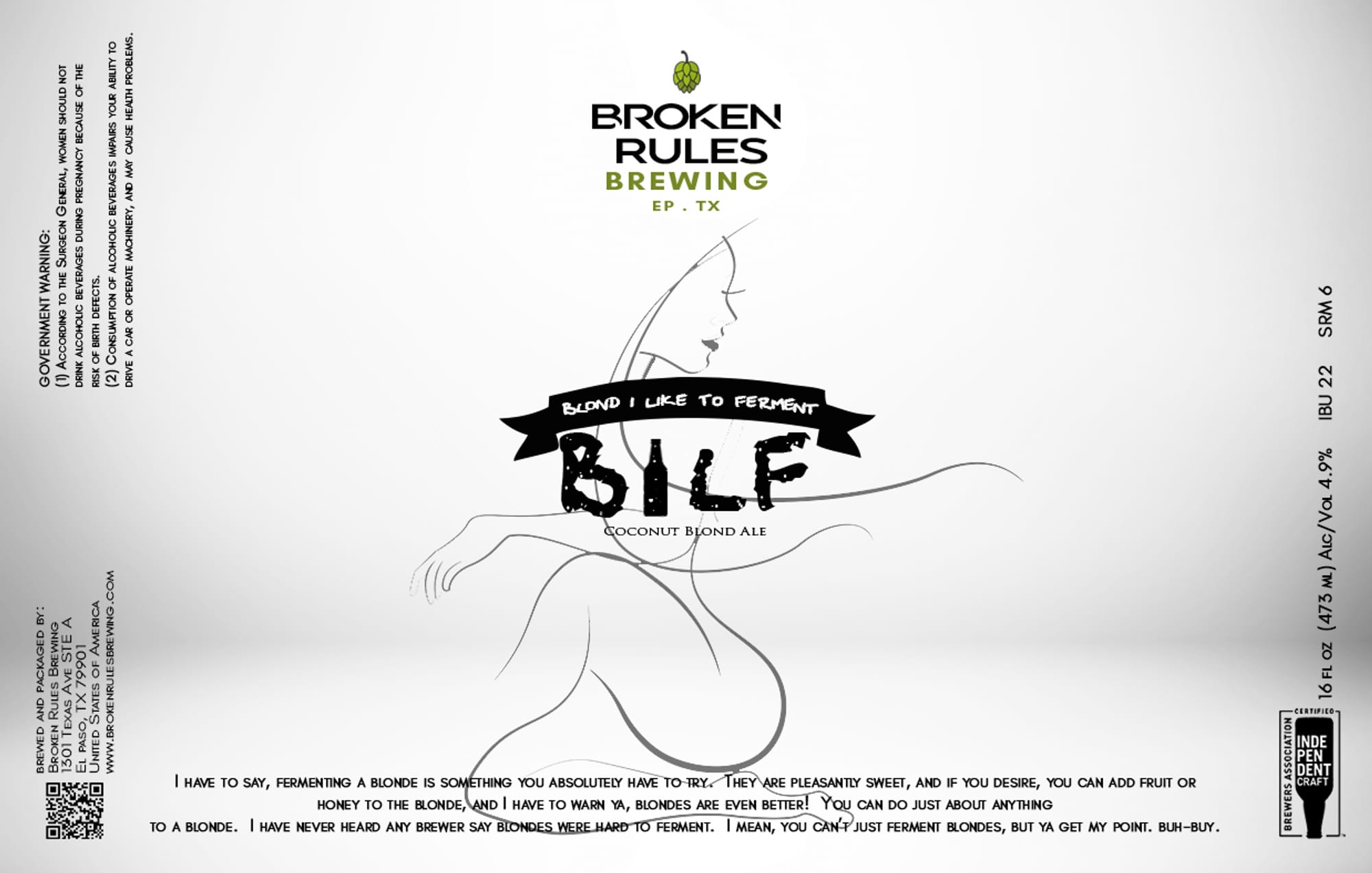 Blond Like to Ferment by Broken Rules Brewing - beer label