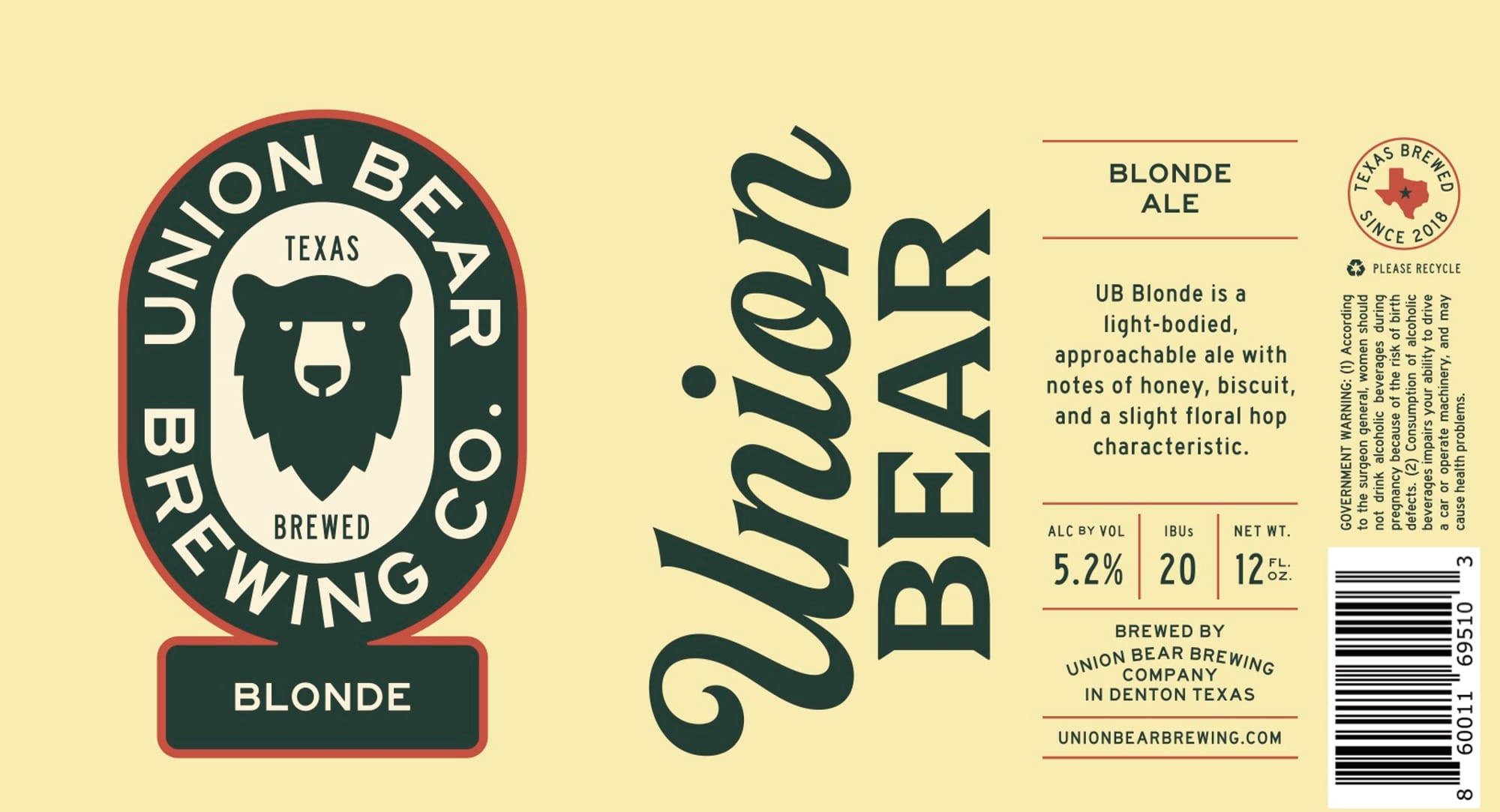 Blonde Ale by Union Bear Brewing - beer label