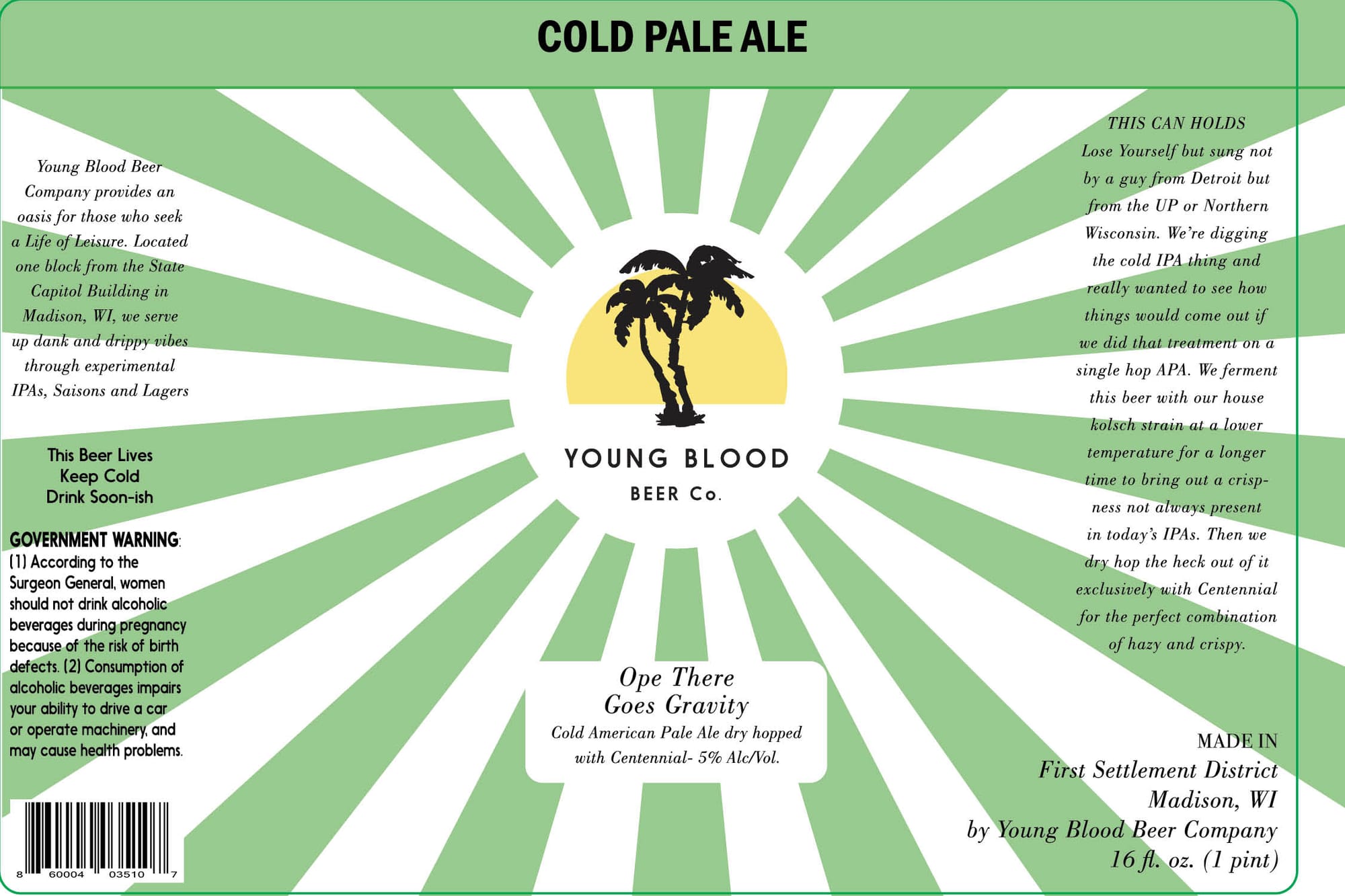 Ope There Goes Gravity by Young Blood Beer Co. - beer label