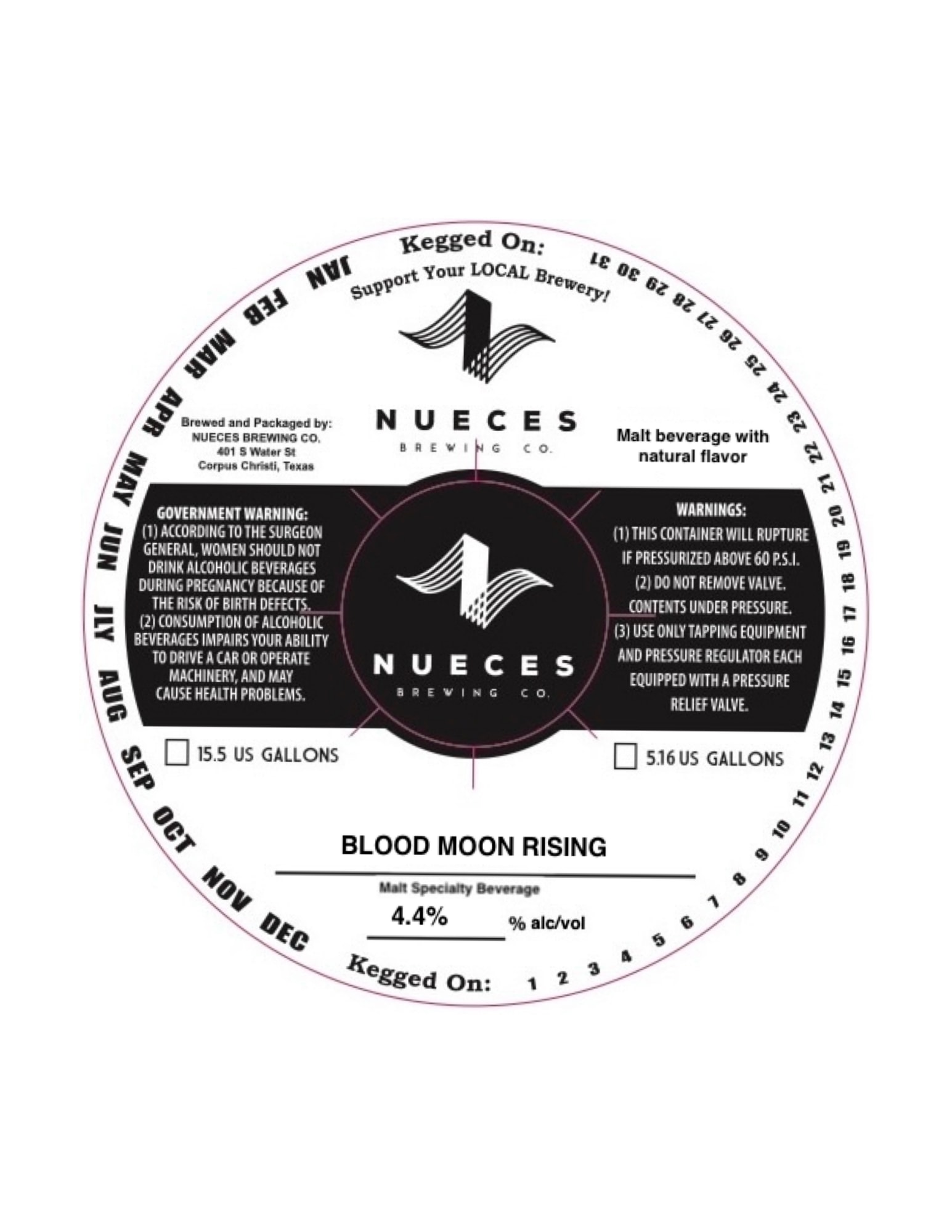 Blood Moon Rising by Nueces Brewing Co. - beer label