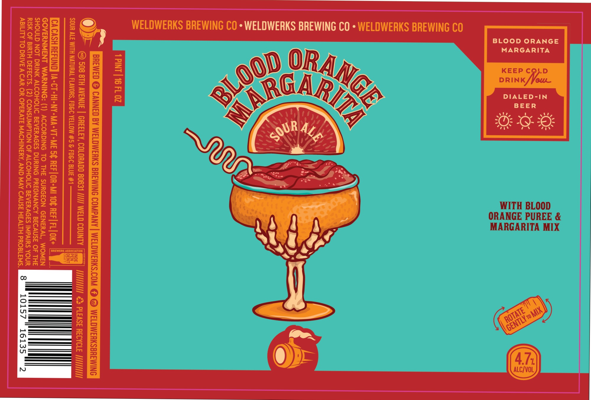 Blood Orange Margarita by WeldWerks Brewing Co. - beer label