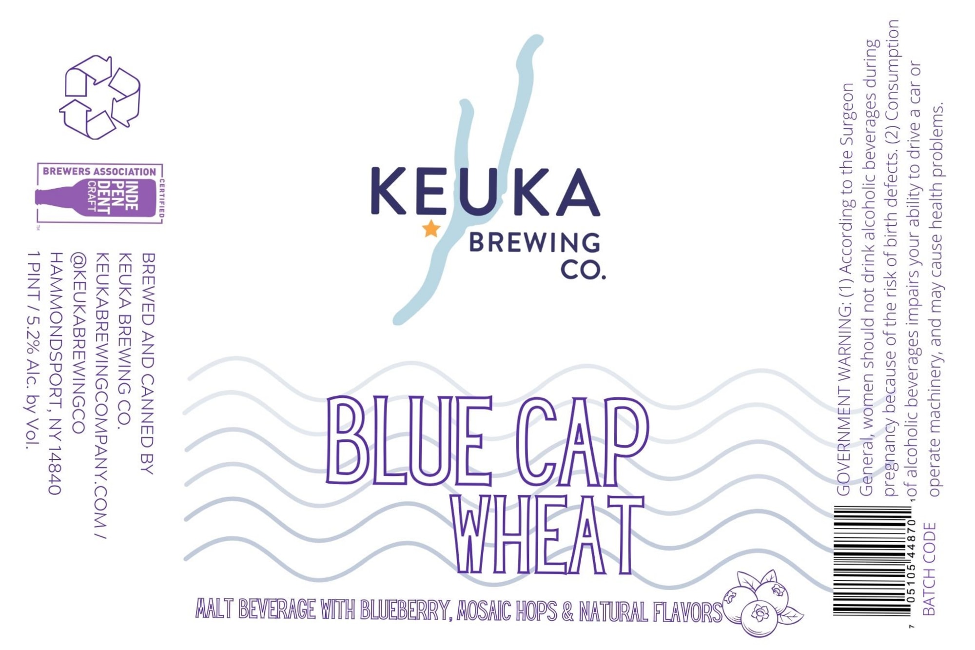 Blue Cap Wheat by Keuka Brewing Co. - beer label