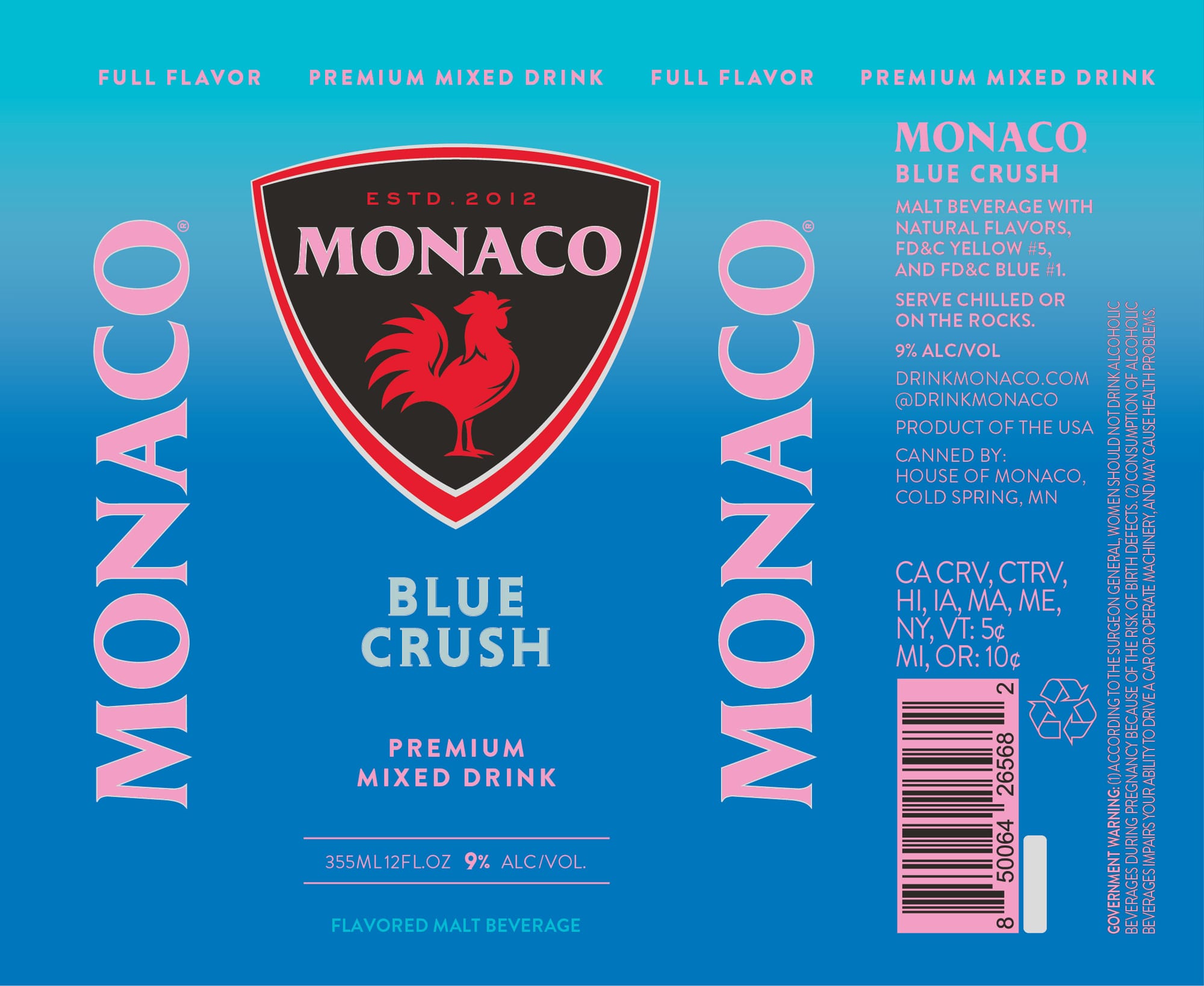 Blue Crush by Monaco - beer label