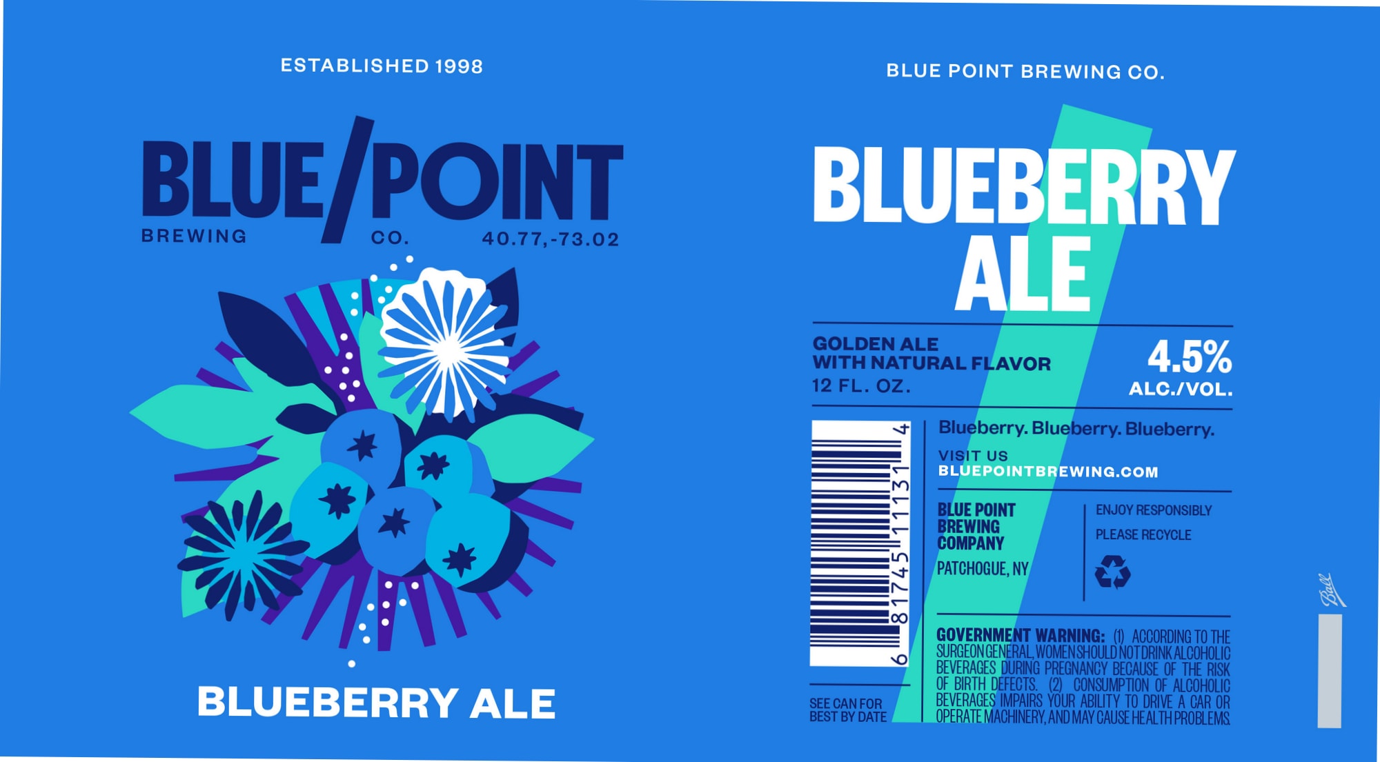 Blueberry Ale by Blue Point Brewing Co. - beer label