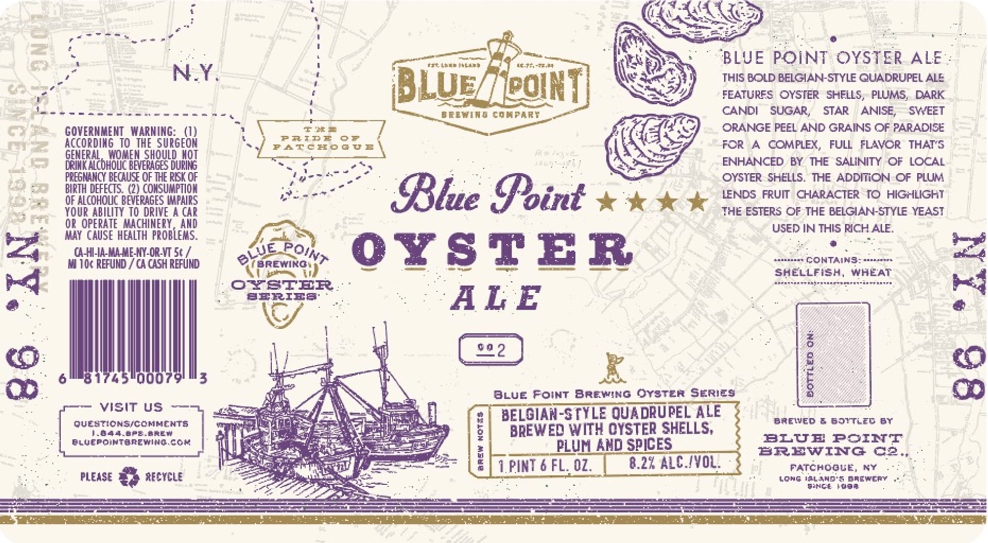 Oyster Ale by Blue Point Brewing Company - beer label