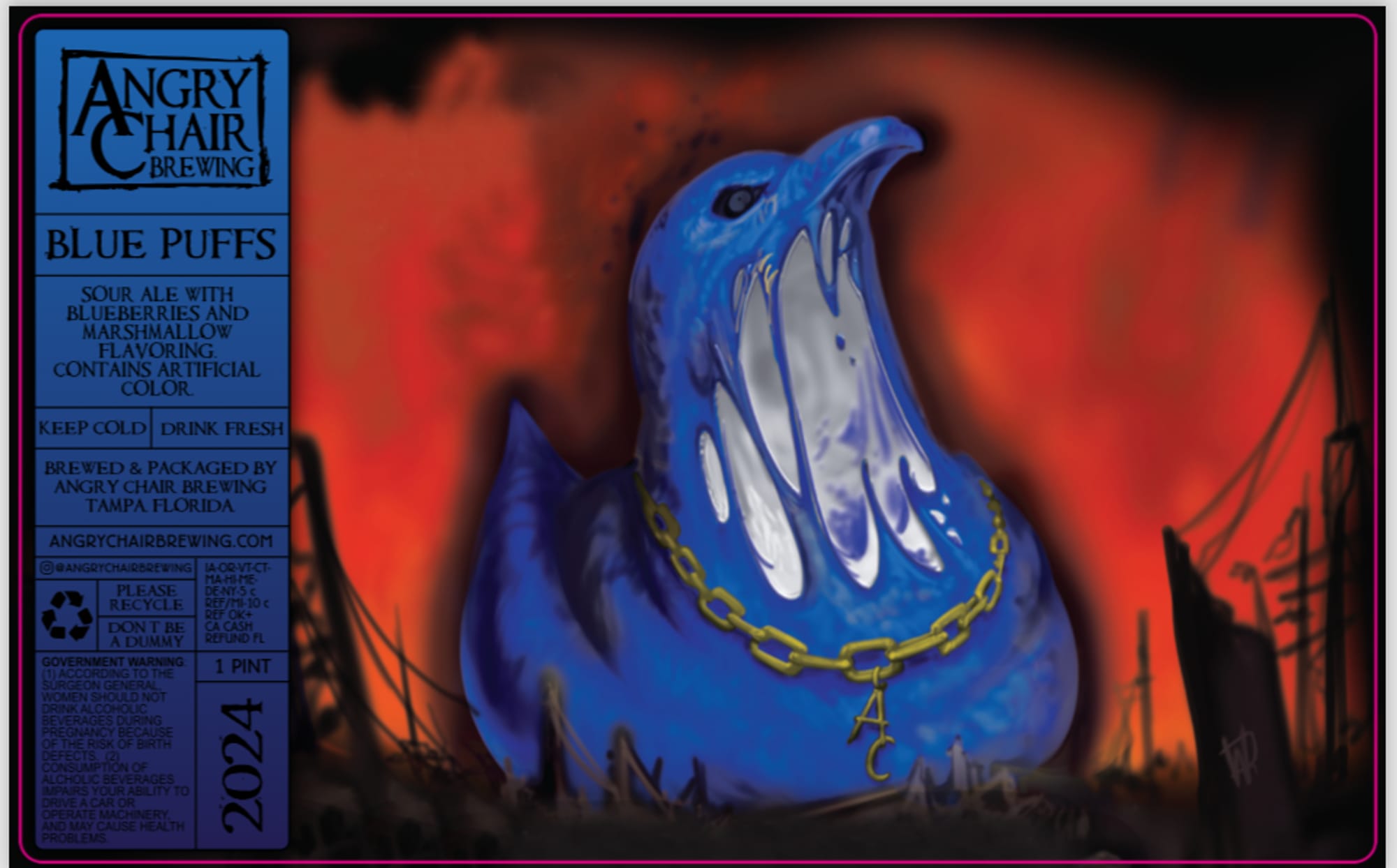 Blue Puffs by Angry Chair Brewing - beer label